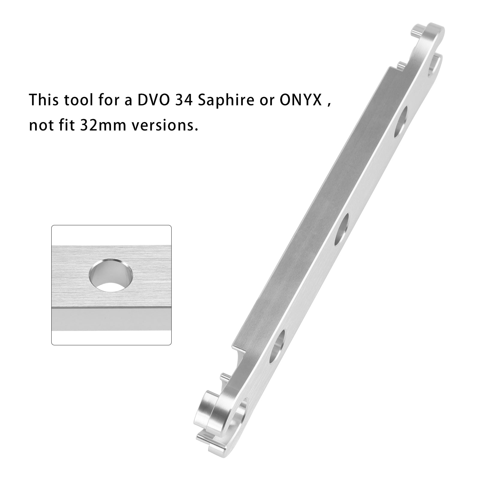 Verwijderingssleutel van aluminium onderdop. Gereedschap gebruikt voor het opnieuw opbouwen van de DVO Saphire/Onyx-vork