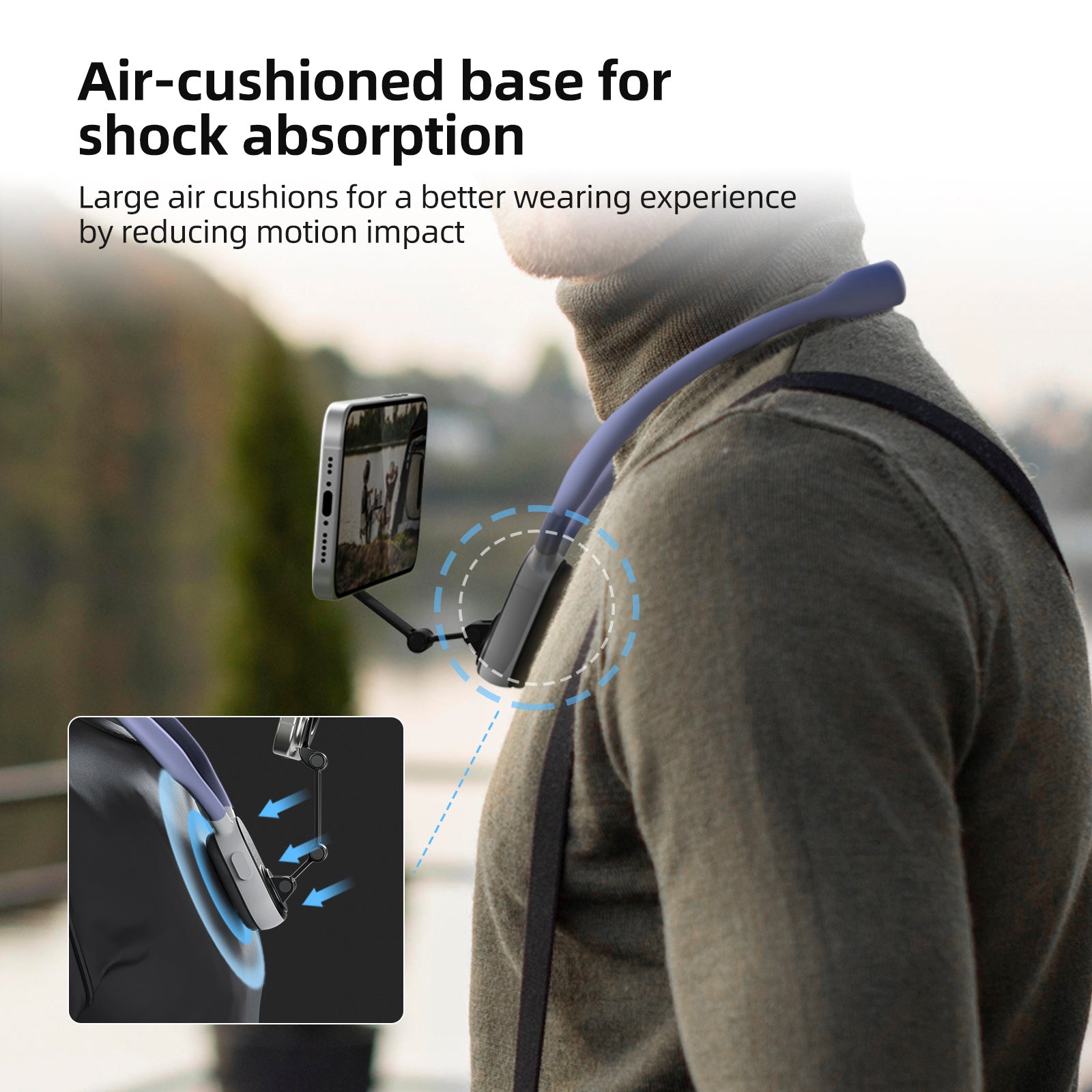 Magnetische nekhalsterbeugel Snelle ontgrendeling Schokabsorptie voor mobiele telefoon