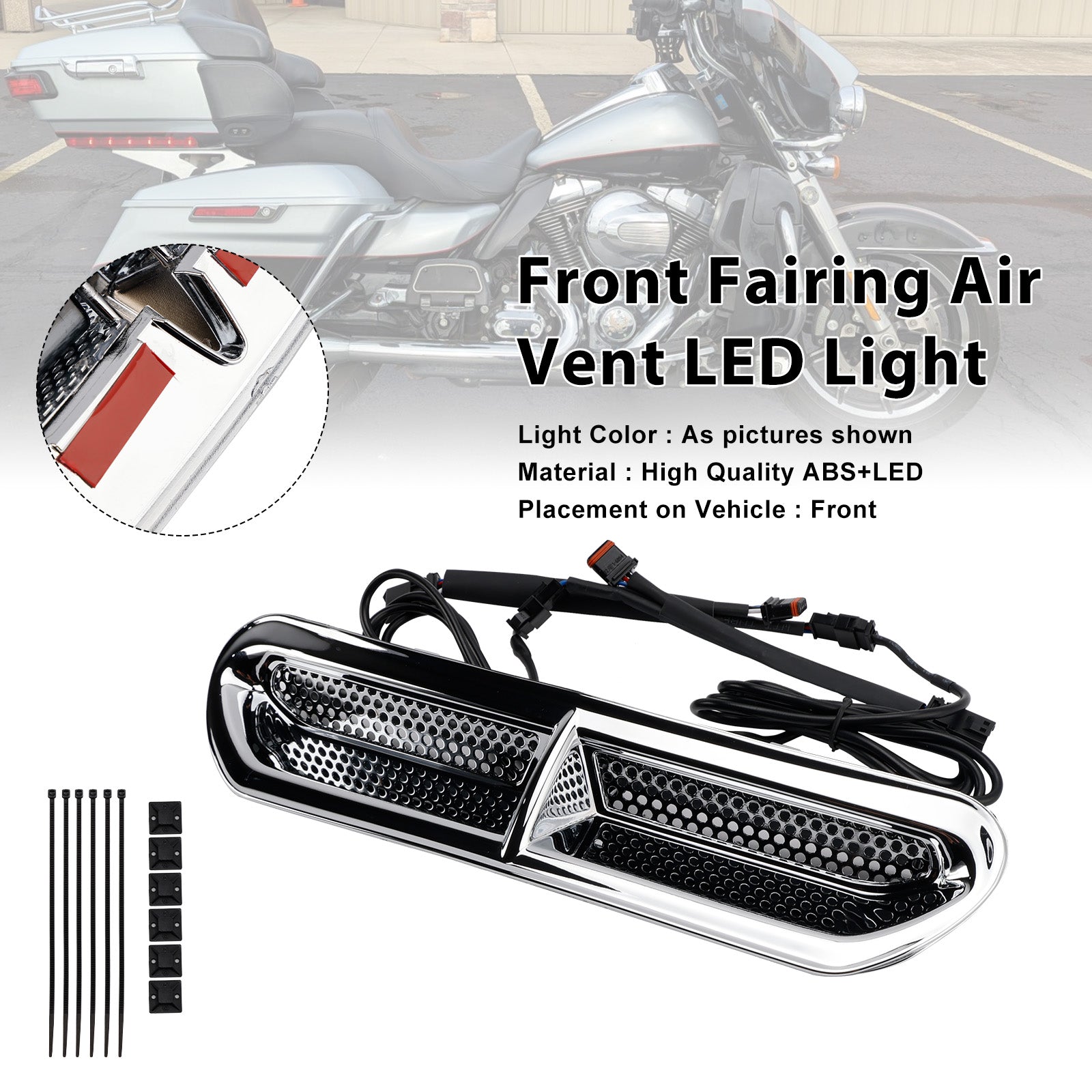 Front Fairing Air Vent LED Light For Touring Street Glide 2014-2024