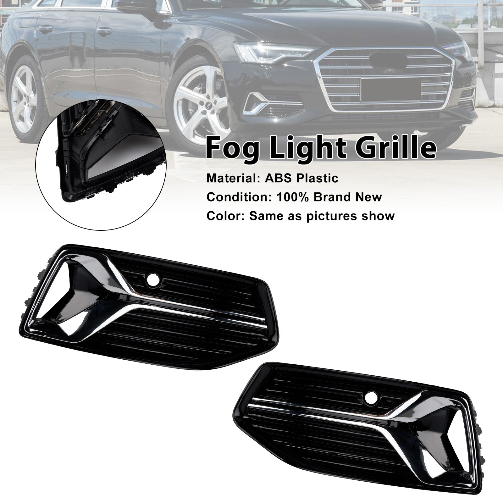 2019-2023 AUDI A6 C8 2PCS BUTURS AVANT COUVERTURE LUMINEUR GRILL GRILL 4K0807647