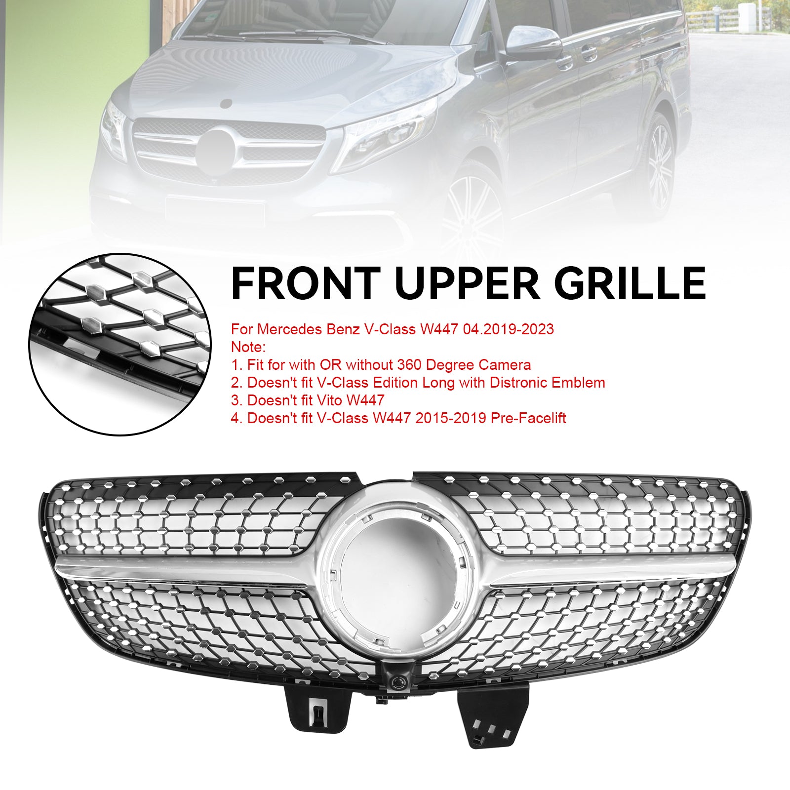 Mercedes Benz Classe V 2020-2023 W447 Grade superior frontal em diamante