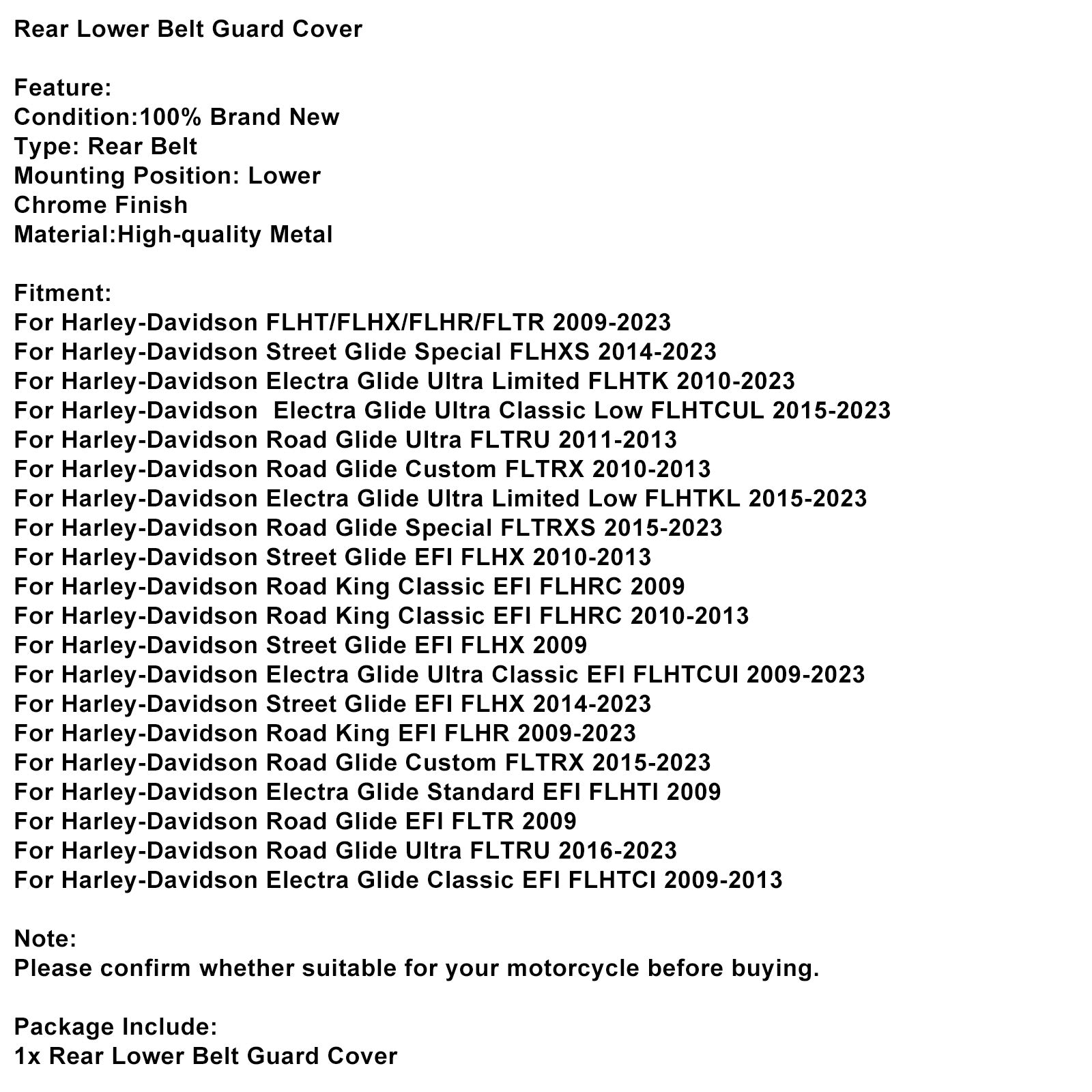 Bakre beltegarddeksel for turné Flhx Street Glide Road King Flhr