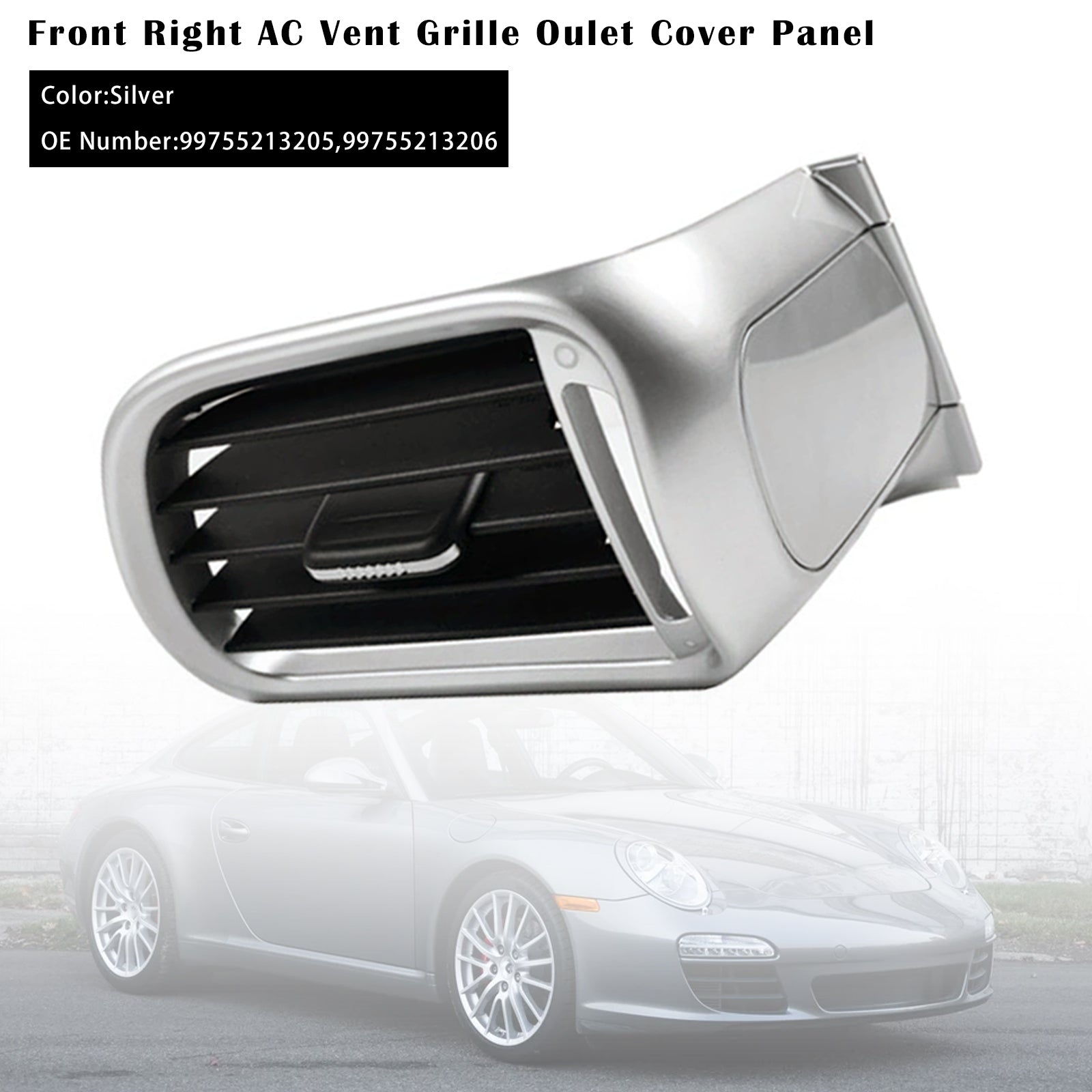 2004-2011 Porsche Targa 997 Front Right AC Vent Cover Silver 99755213205 99755213206