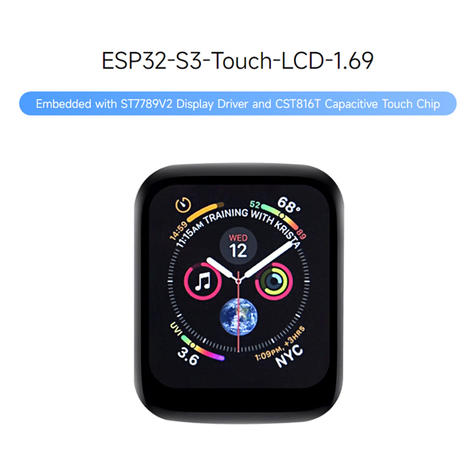 Carte de développement d'écran tactile ESP32-S3 pouces 1.69, processeur 240MHz WIFI Bluetooth