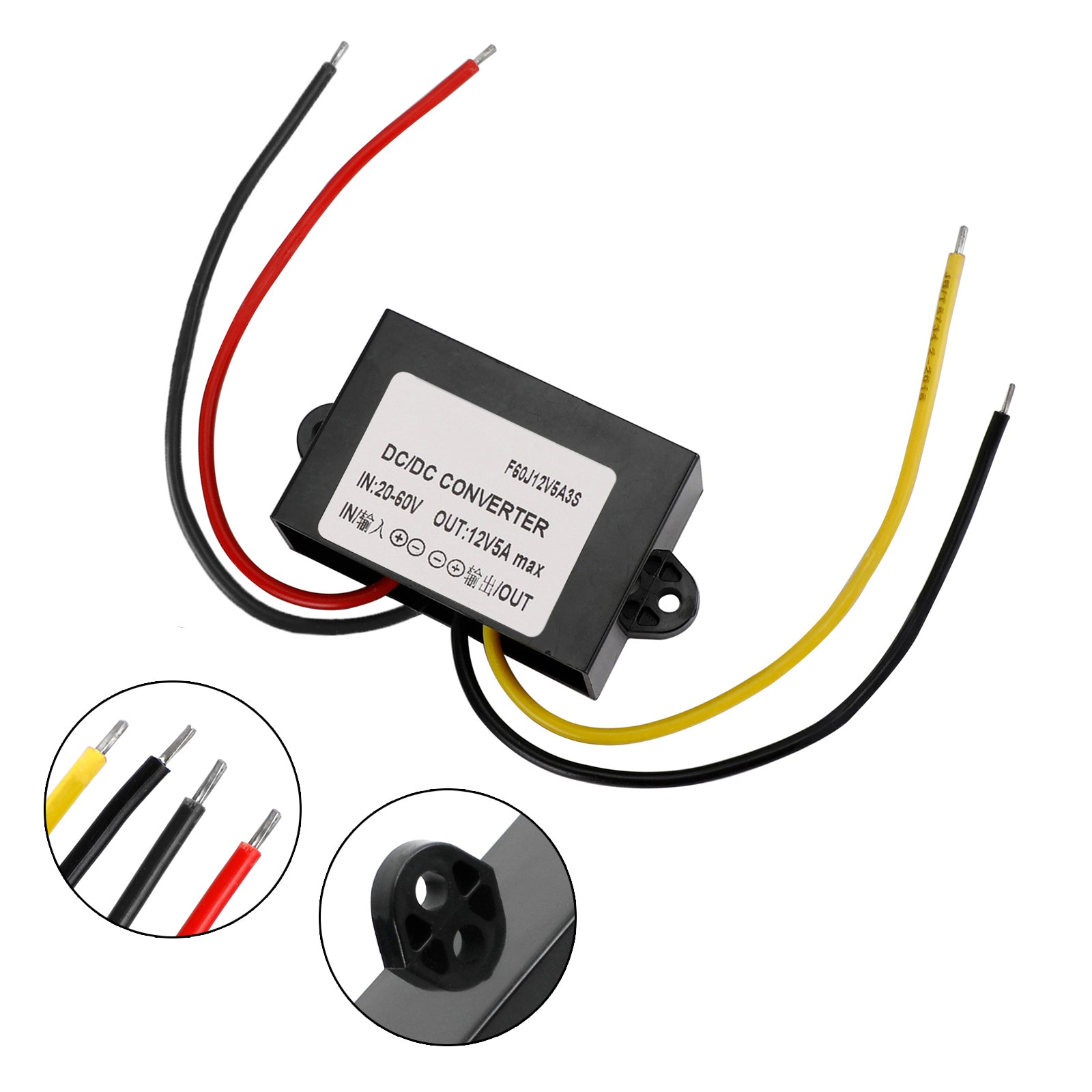 Waterproof DC-DC Converter 20-60V Step Down to 12V Power Supply Module 5A