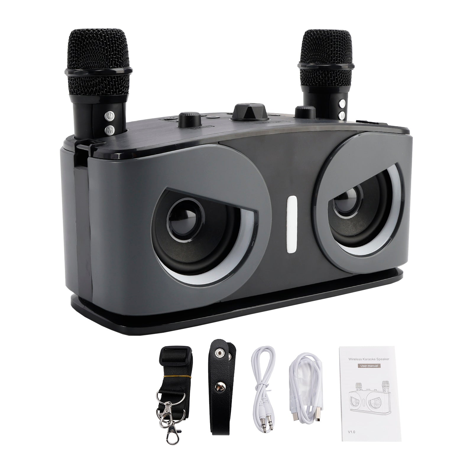 Wireless Bluetooth Speaker High Power Dual Microphone Karaoke All-in-One Audio