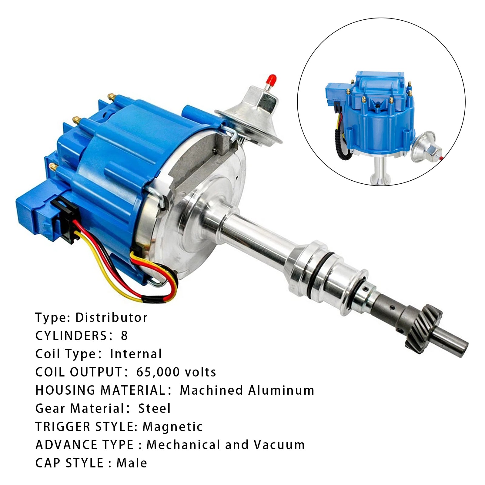 Distributor 65,000 KV Coil 7500 RPM Module For Ford 351C 351M 400 429 460
