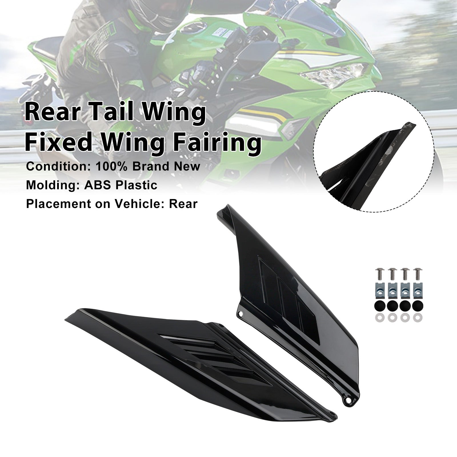 2023-2025 Kawasaki NINJA ZX-4R ZX-4RR Carénage d'aile arrière à aile fixe