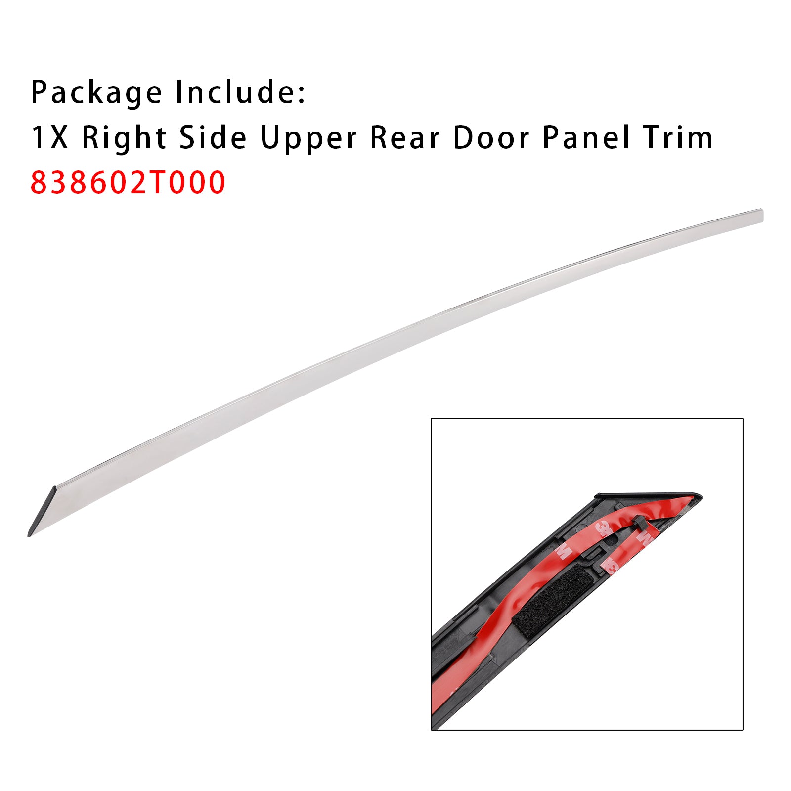 2011-2015 Kia Optima côté droit supérieur Panneau de porte arrière supérieure Moulage de garniture chromée