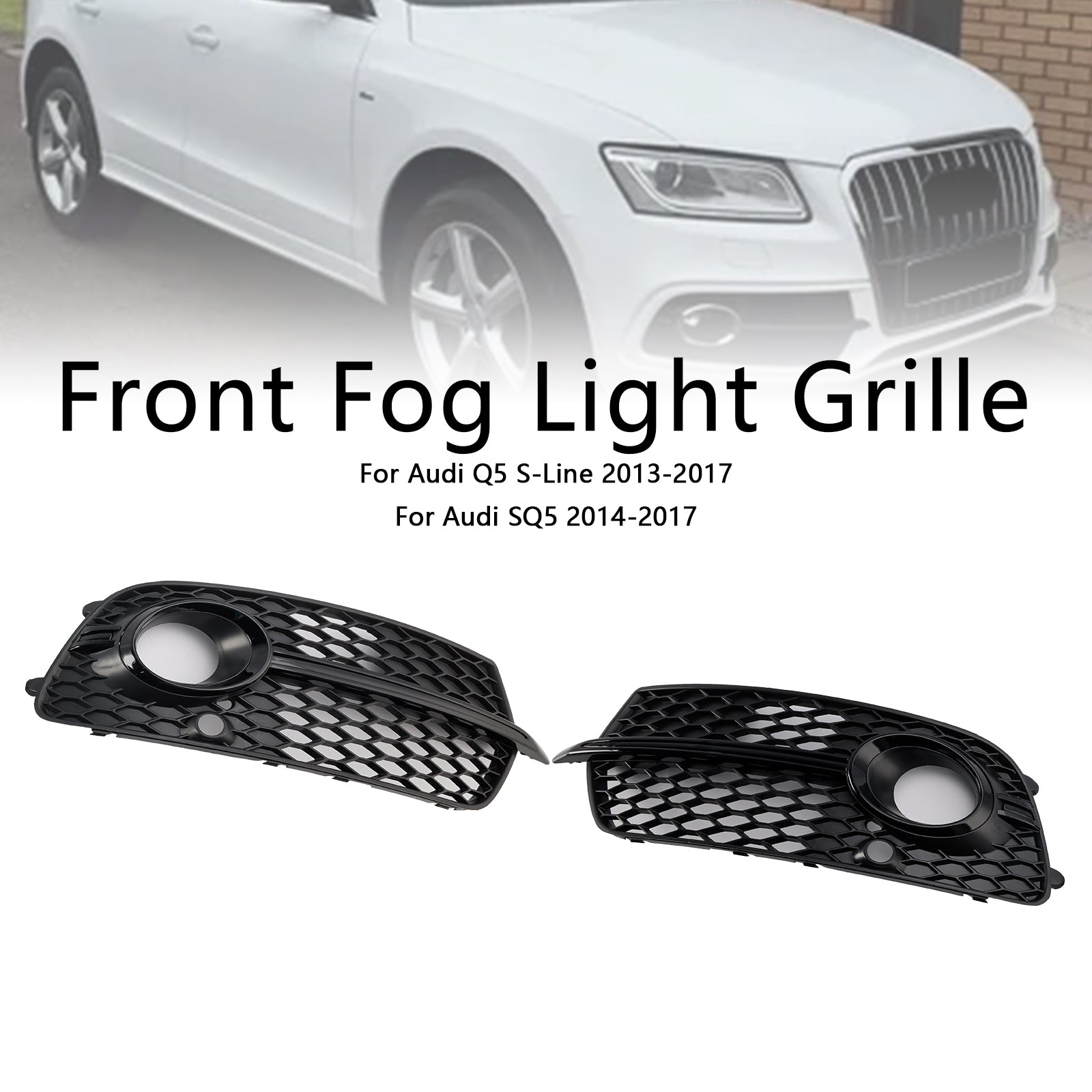 Voorbumper Mistlamp Grill Grille Fit Audi Q5 S-Line SQ5 2013-2017 Zwart