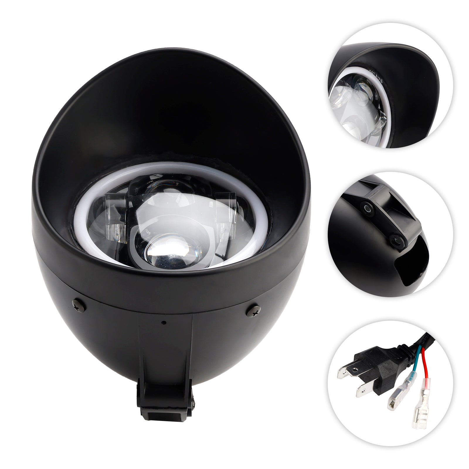 5.75" Farol universal com 4 lâmpadas, cromado, para motocicleta