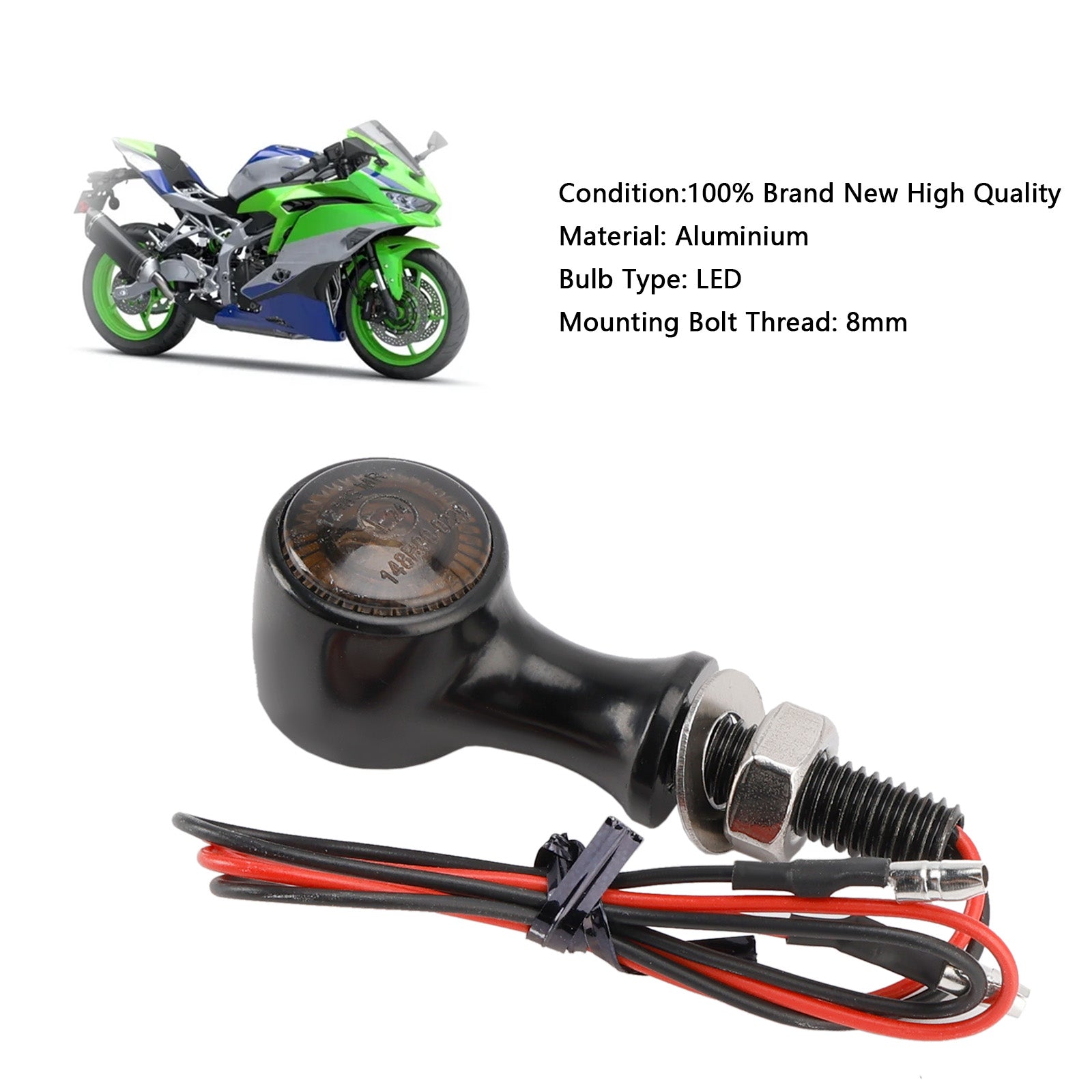 12V LED -turneringsindikatorljus 8mm Universal Motorcykel för Suzuki