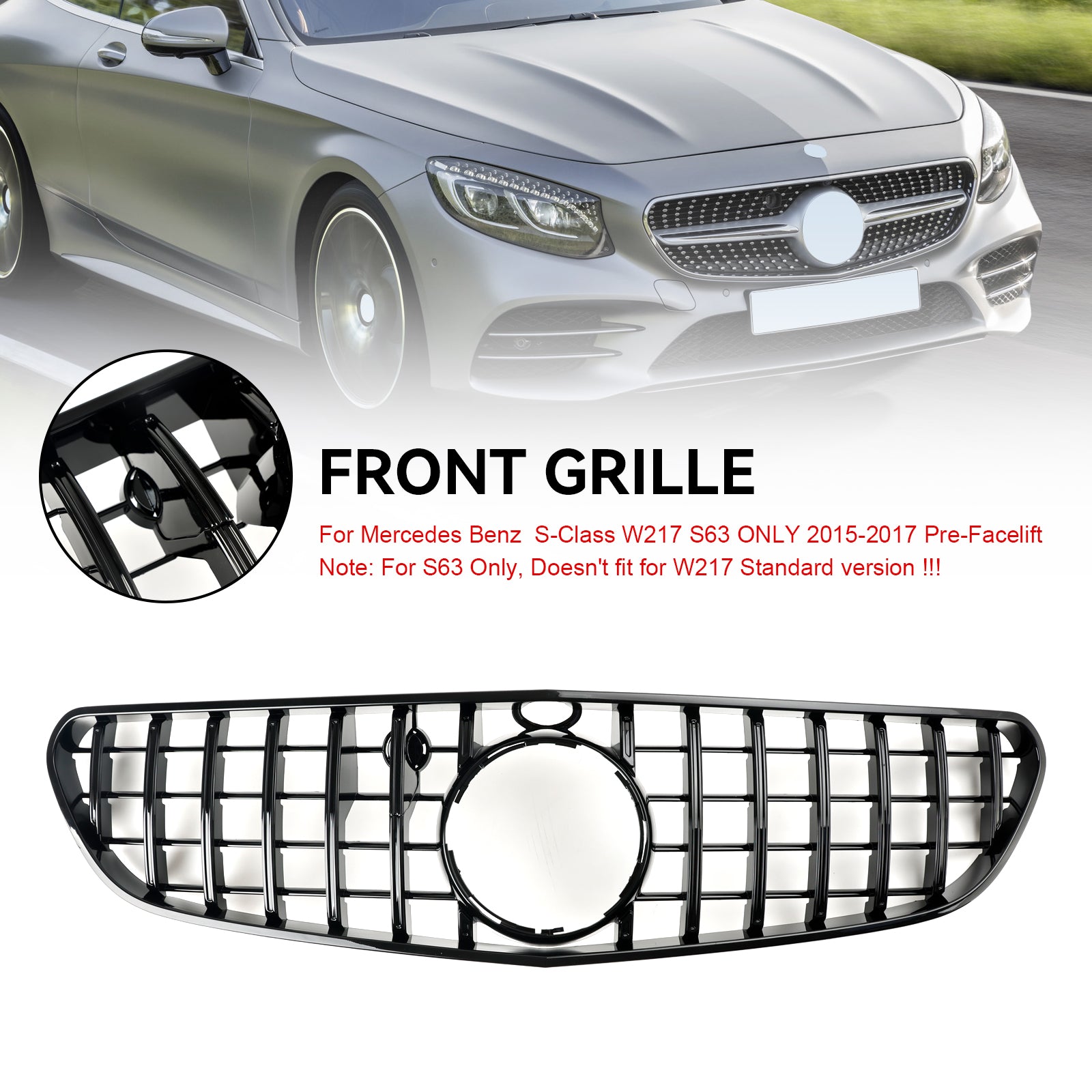 Classe S 2015 2016 2017 W217 Calandre de pare-chocs avant Mercedes-Benz S63 AMG (avant restylage)