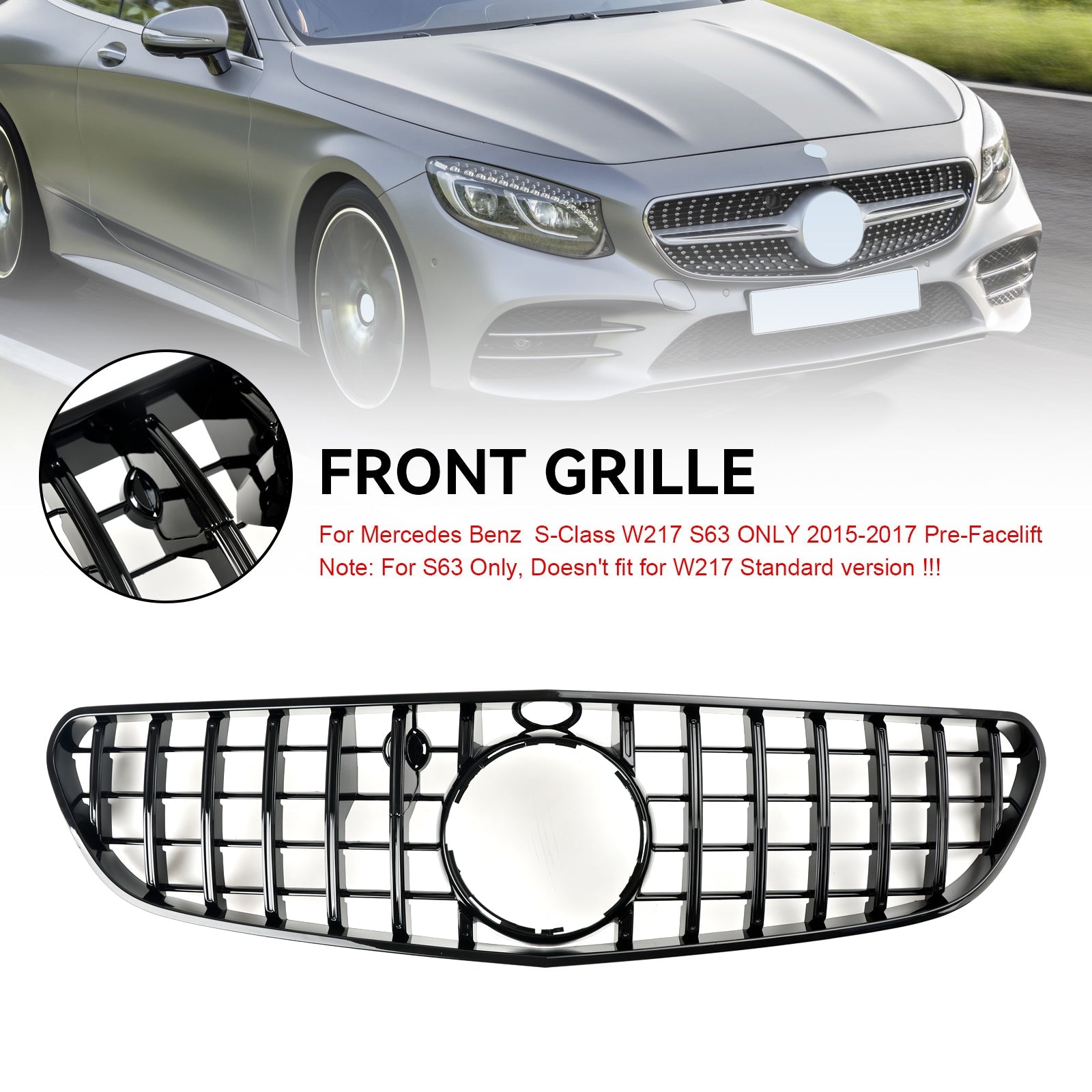 Classe S 2015 2016 2017 W217 Calandre de pare-chocs avant Mercedes-Benz S63 AMG (avant restylage)