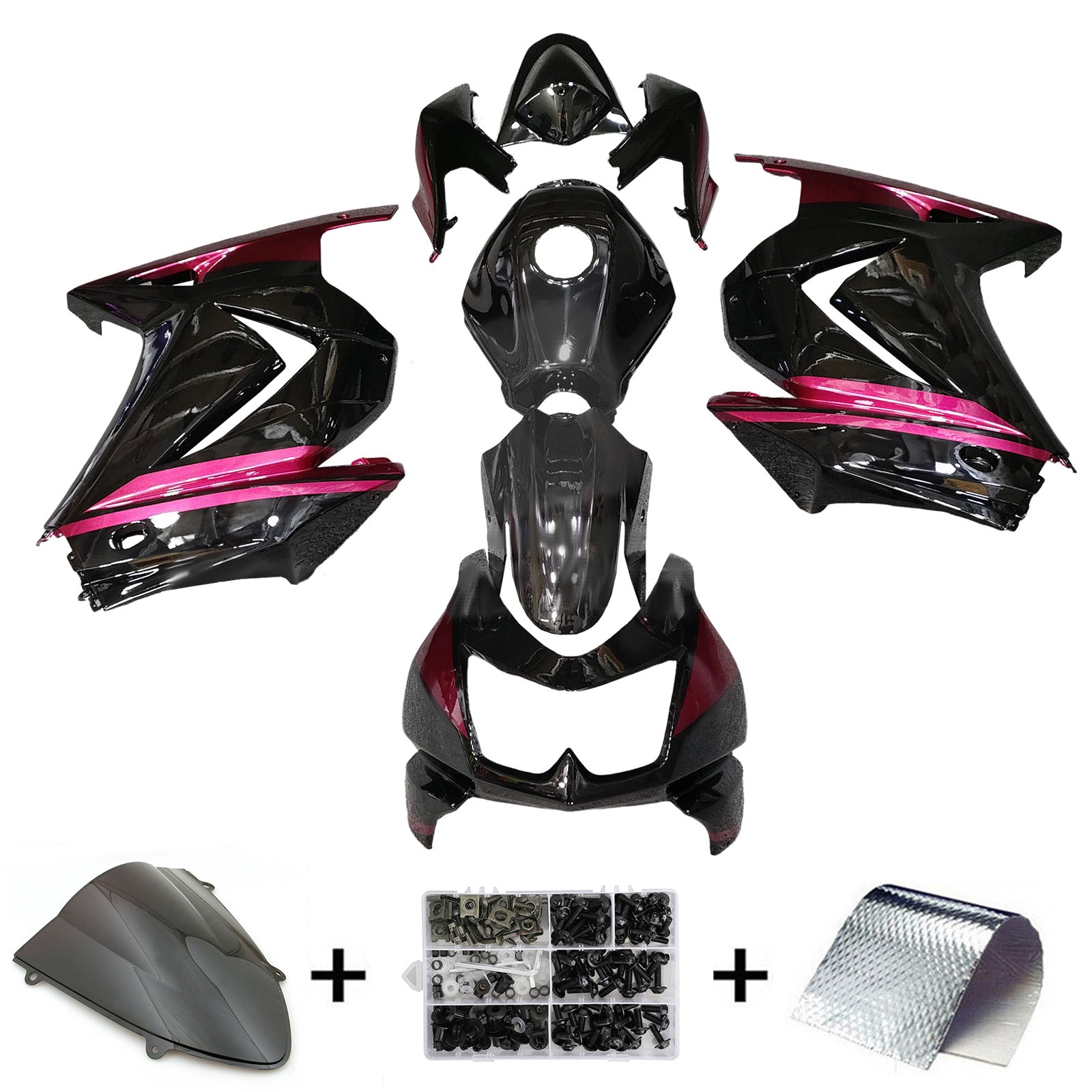 Injeksjon Fairing Kit Bodywork Plast Abs Fit for Kawasaki Ex250 Ninja250r 2008-2012