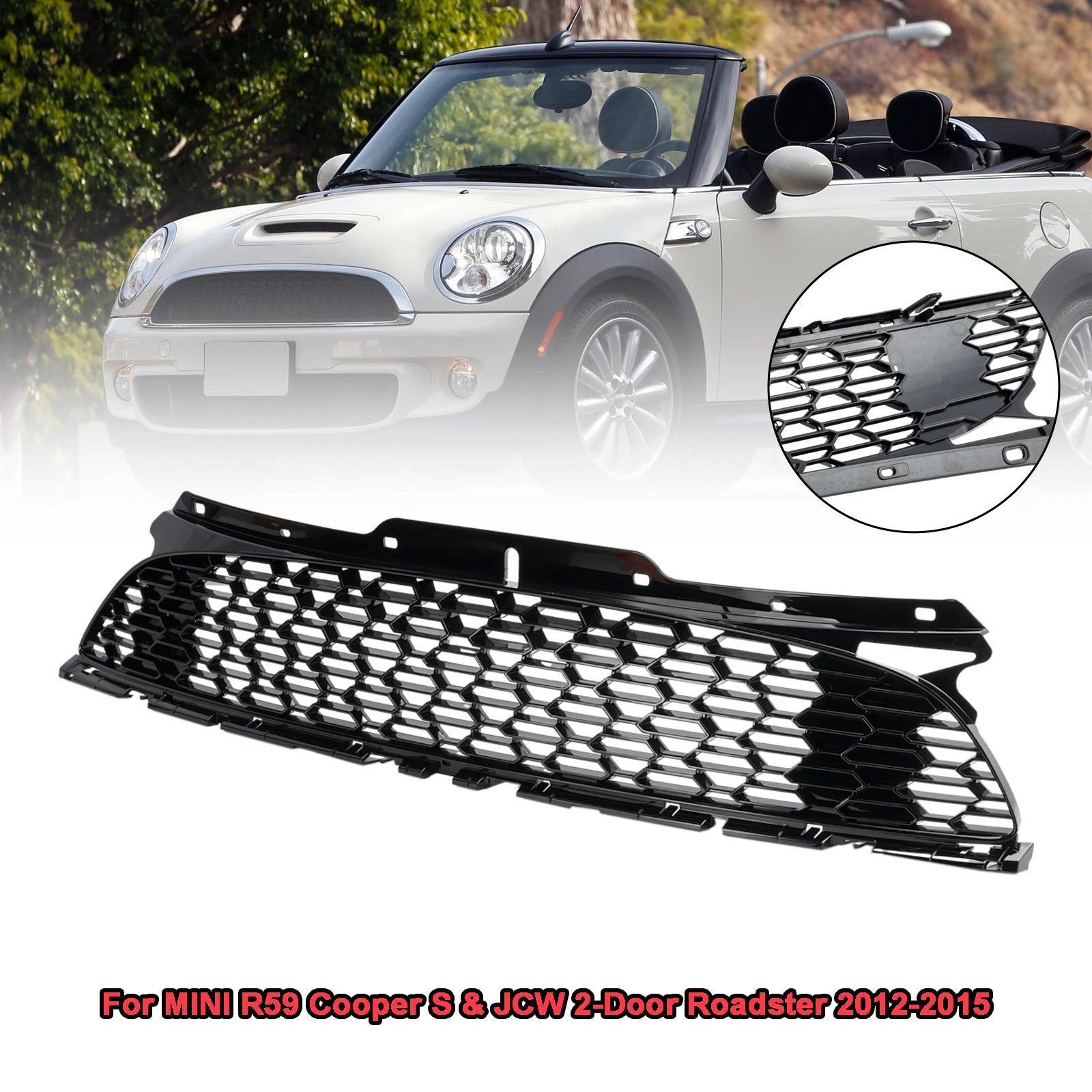 MINI R56 Cooper S uit 2007-2013 & JCW 3-deurs hatchback glanzend zwarte voorbumpergrille