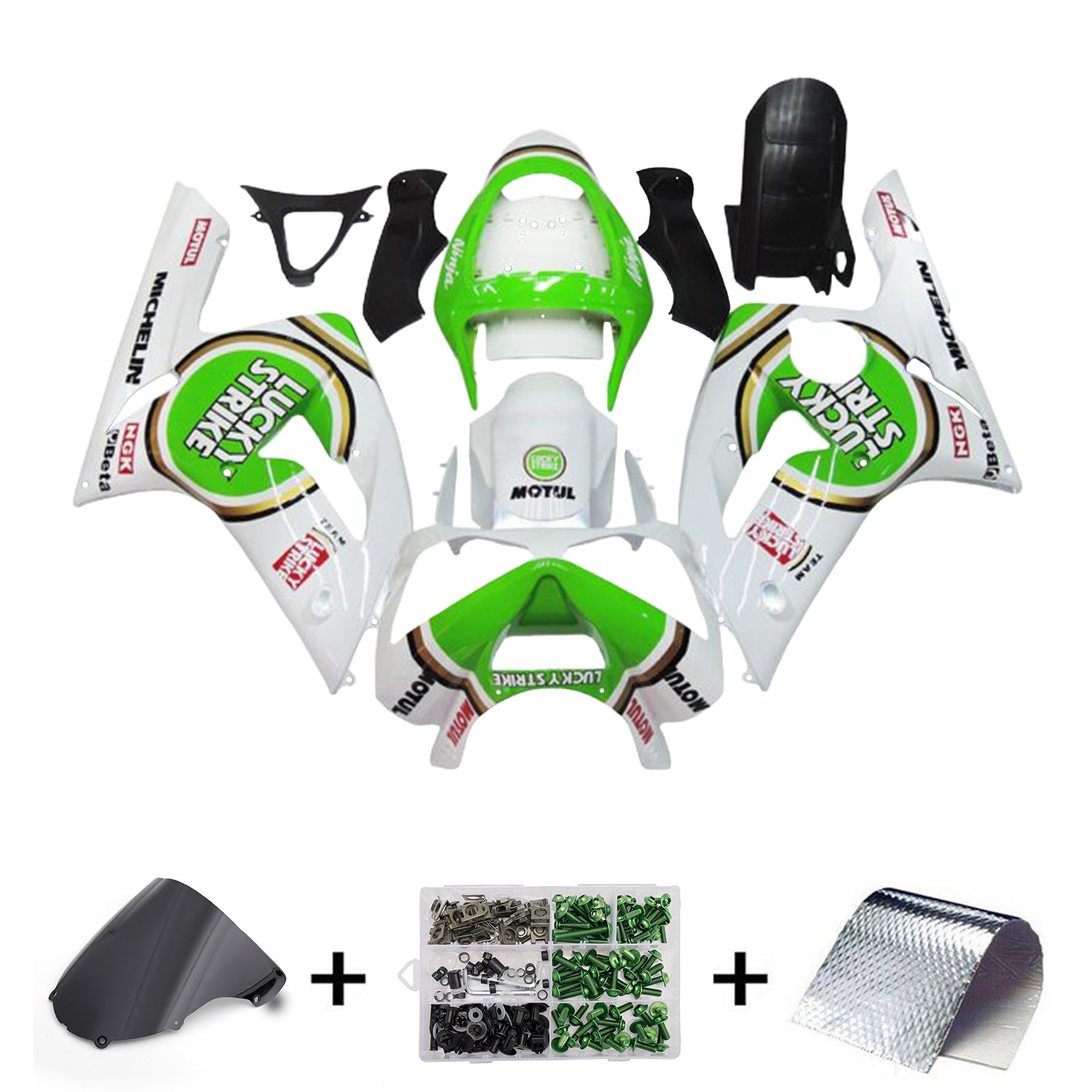 Injeksjon Fairing Kit Bodywork Plast Abs Fit for Kawasaki ZX6R 636 2003-2004