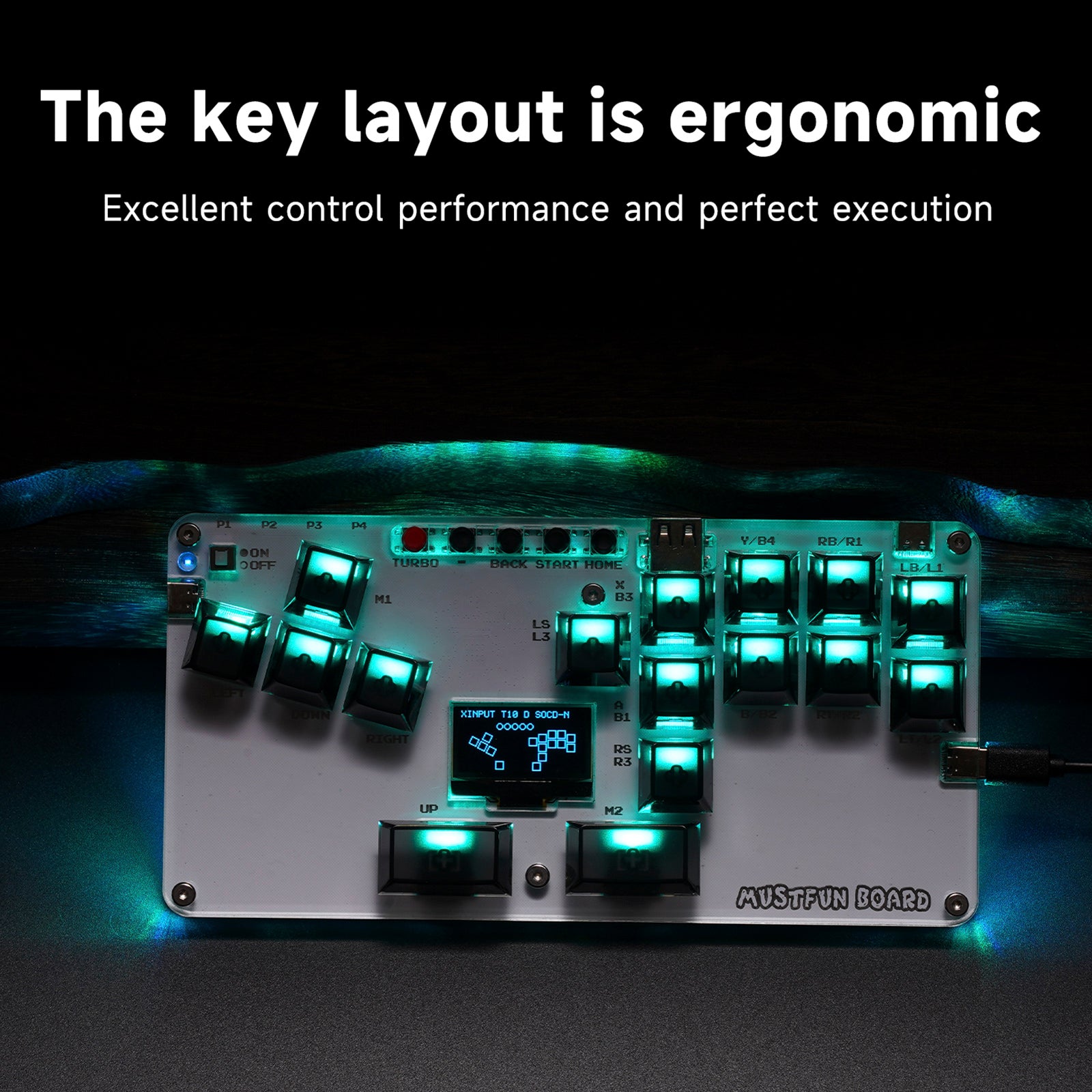 Mustfun hitbox Mini Stickless Controller vhodný pre PC/PS3/PS4/Switch atď.