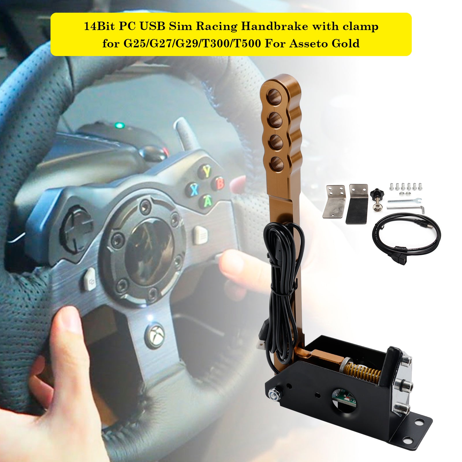 14bit PC USB SIM Racing Hand Brake so svorkou pre Assoto pre G27/G29/T300/T500