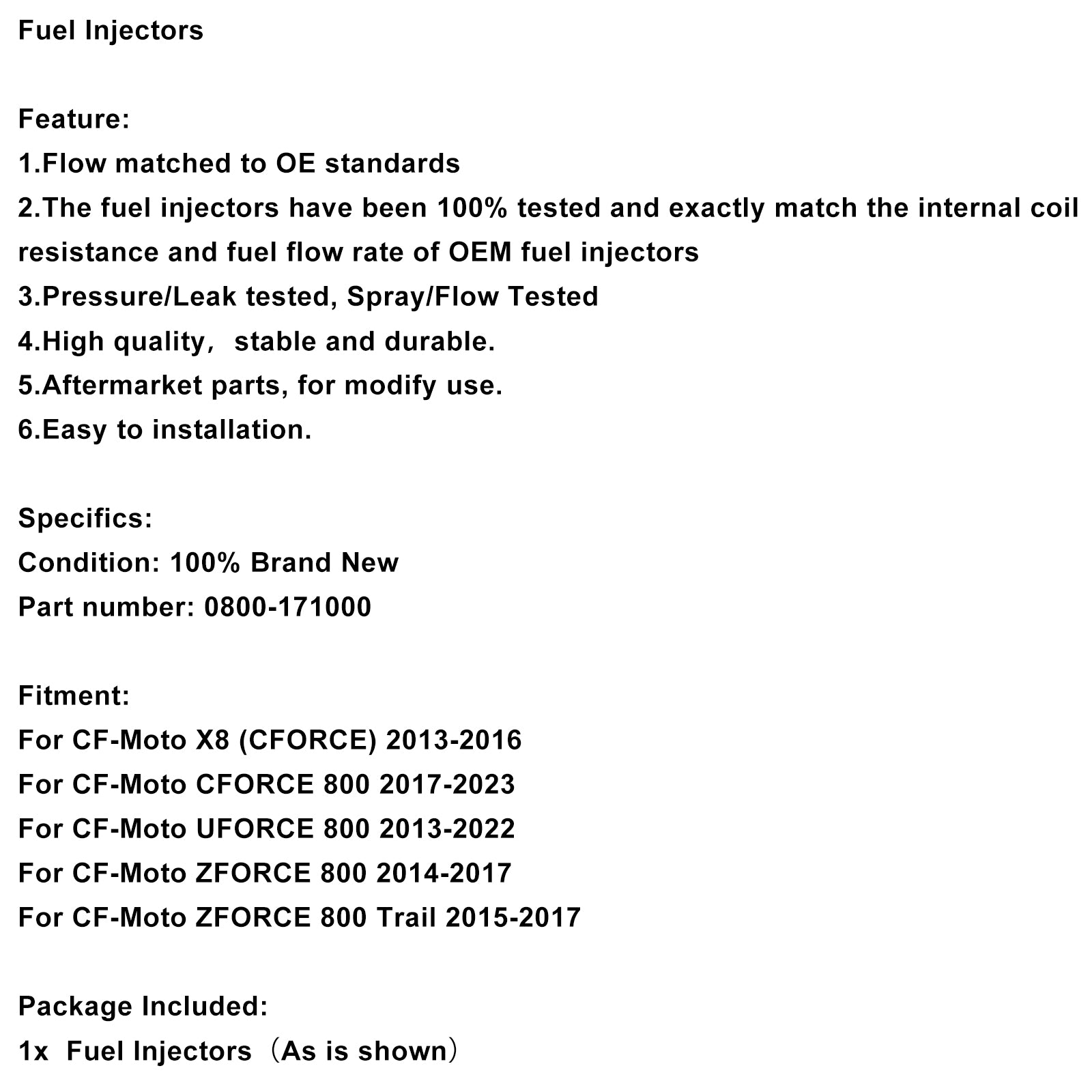 Fuel Injectors Fit for CF-Moto X8 ZFORCE 800 CFORCE 800 0800-171000
