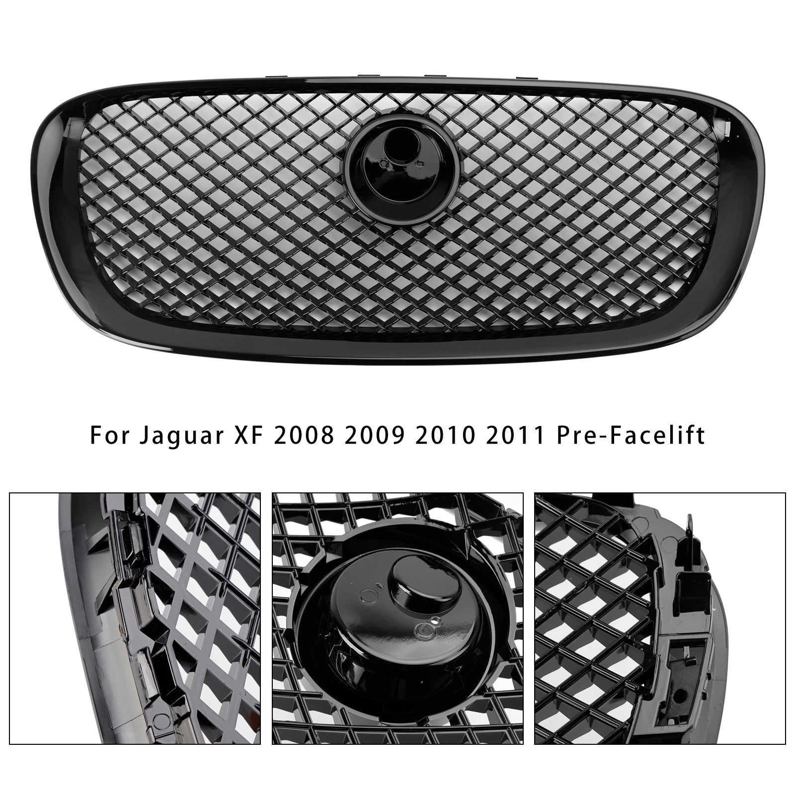 2008 2009 2010 2011 Jaguar XF Pre-Facelift XF-R Style Grille de pare-chocs avant Noir brillant