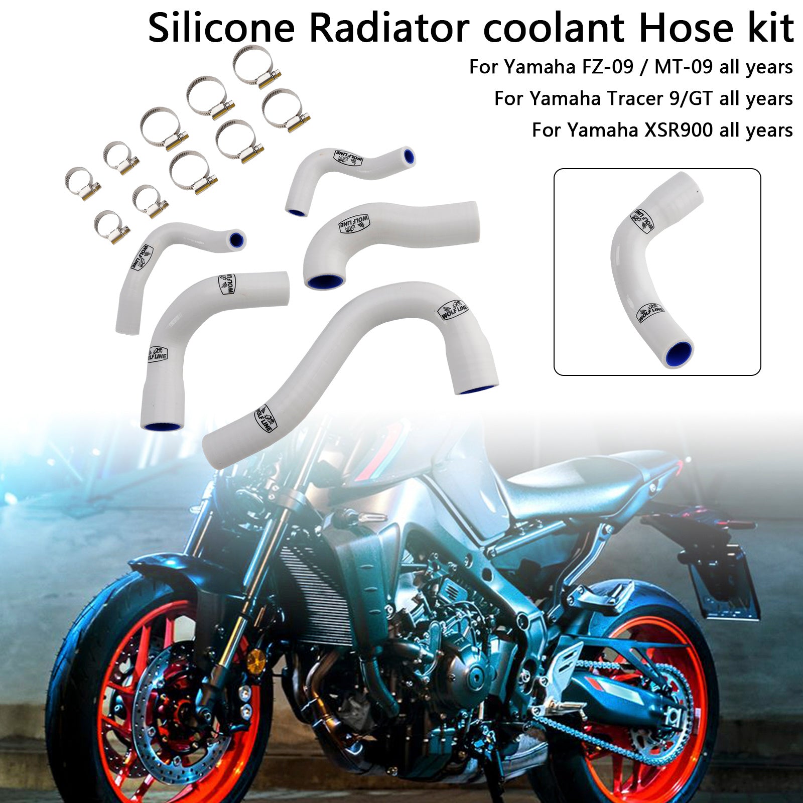 Yamaha MT-09 XSR900 TRACER 9/GT Todos os anos Silicone Radiator Coolant Mangueira