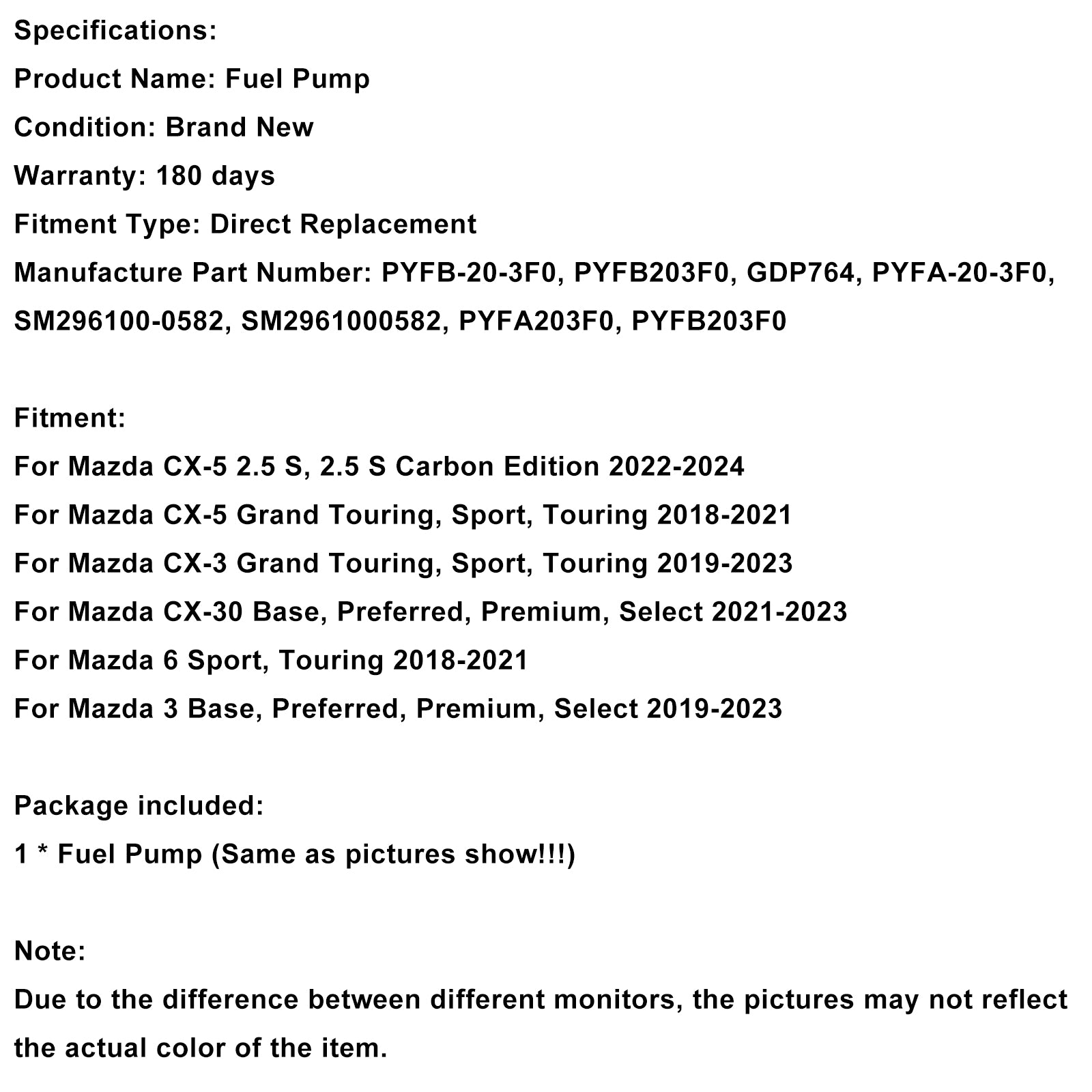 2021-2023 Mazda CX-30 Base, Preferido, Premium, Seleccione Bomba de combustible de alta presión PYFB-20-3F0