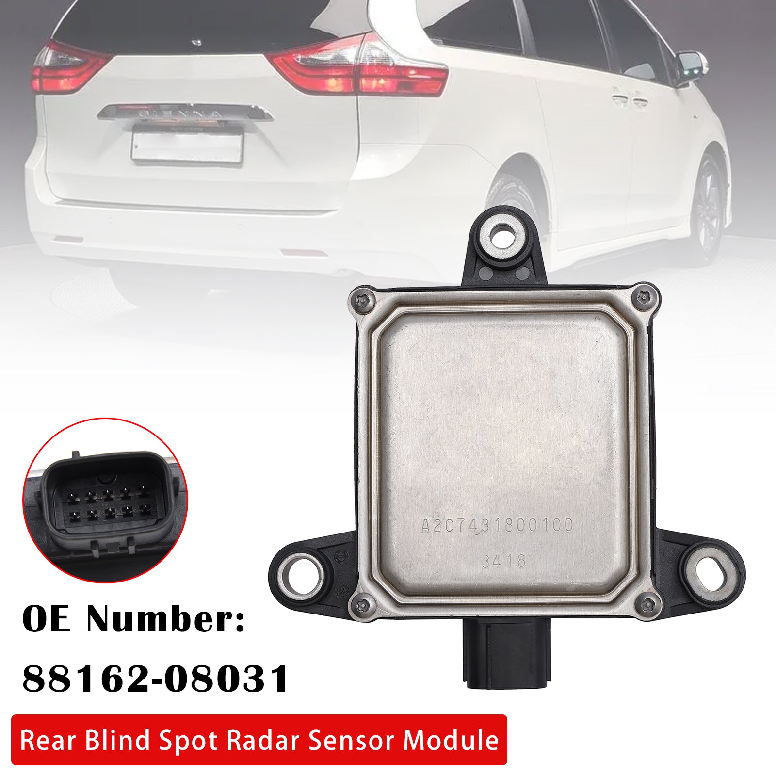 Rear Blind Spot Radar Sensor Module 88162-08031 For Toyota Sienna 2018-2020