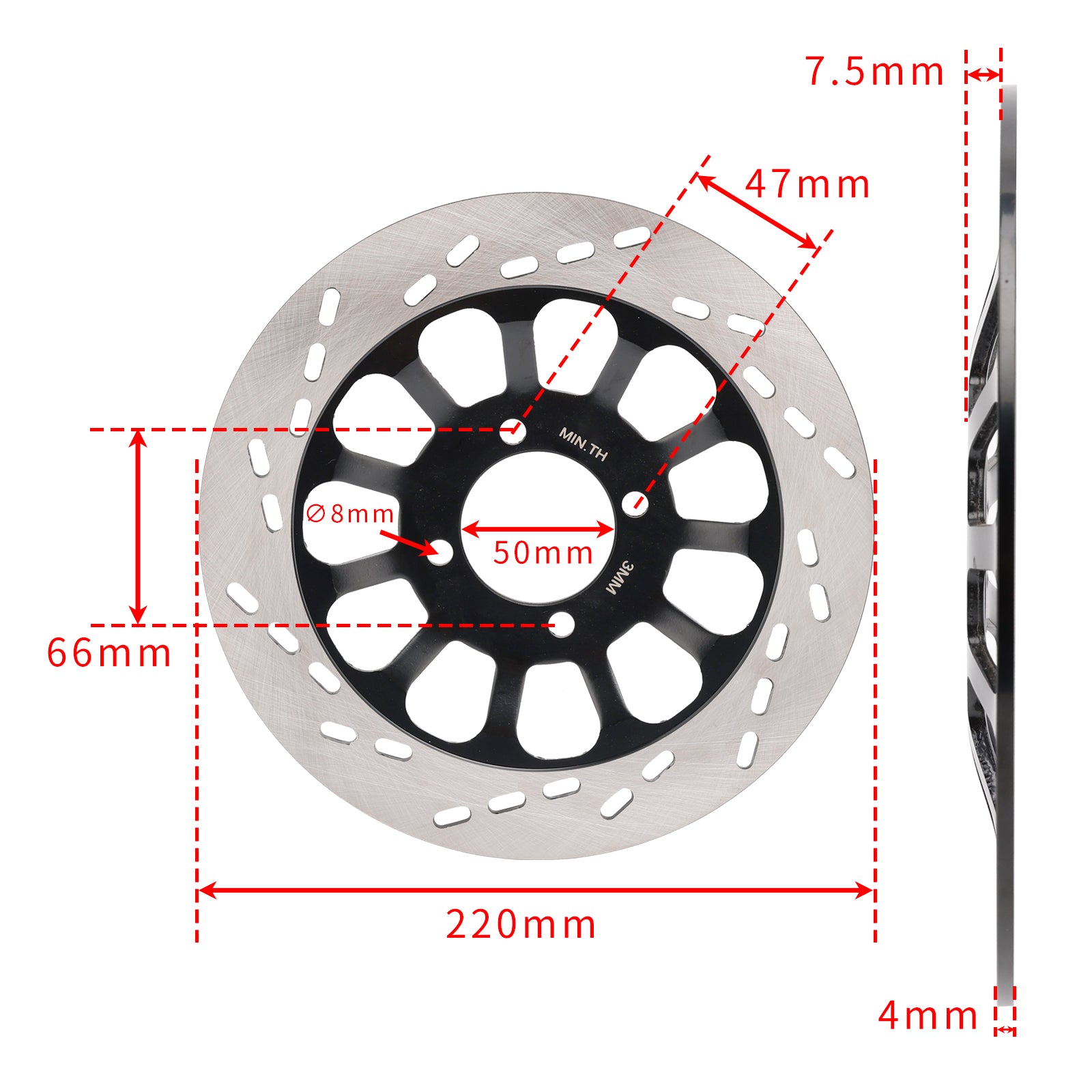 Rotor de disco de freno sólido delantero 220mm para Suzuki GN125 NF41A 4T GN125E 1982-2001