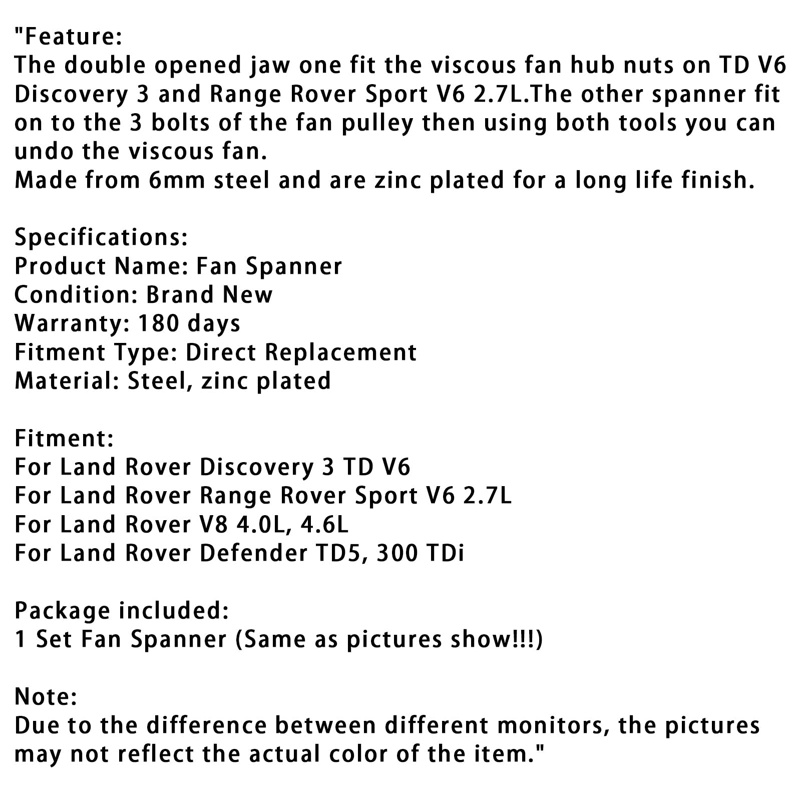 Land Rover V8 4.0L, 4.6L VISCOOS FAN TOOL SPANNER