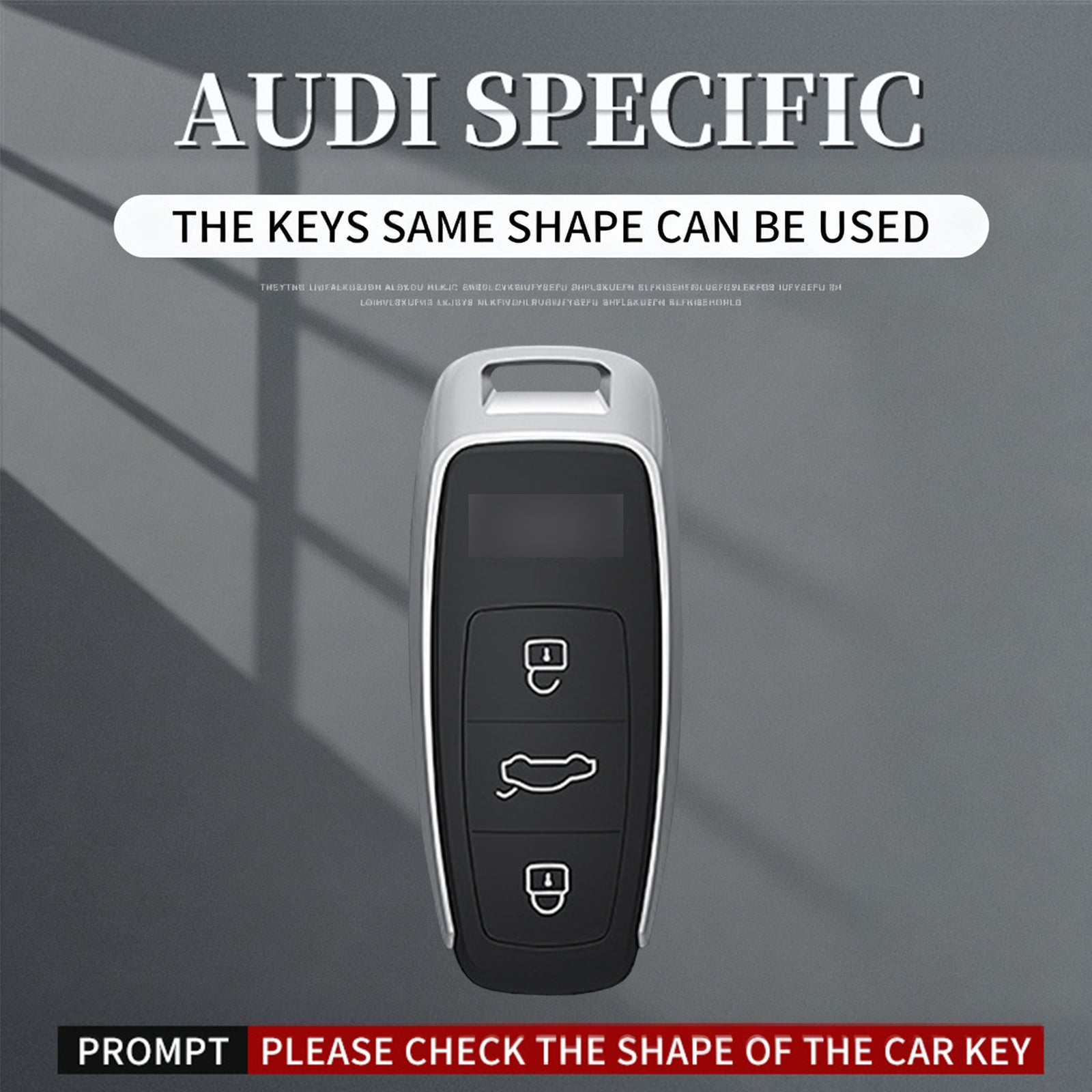 Aluminum Alloy TPU Silvery Car Key Case Cover With Buckle For Audi a6l a4l a3