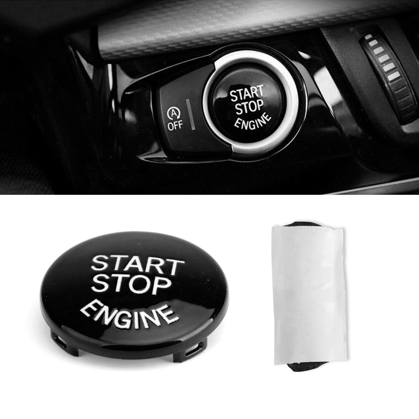 Start stopp motorknappbryterdeksel for BMW E -chassis E90 E91 X5 E70 E60 Black