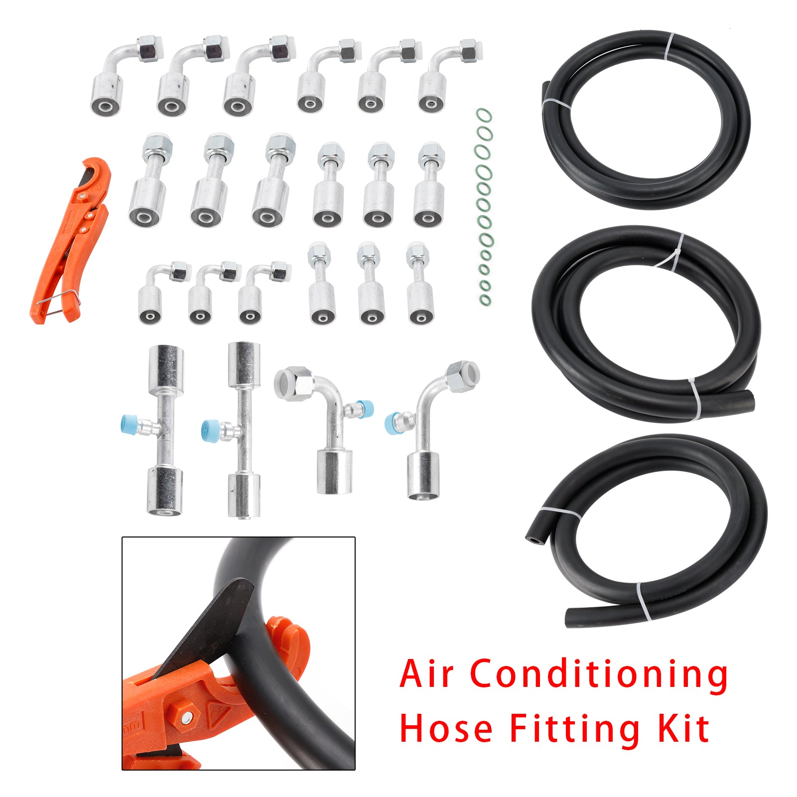26PCS 9.5ft Air Conditioning Hose and Fitting Kit Includes 9.5ft #6#8#10 AC Hose