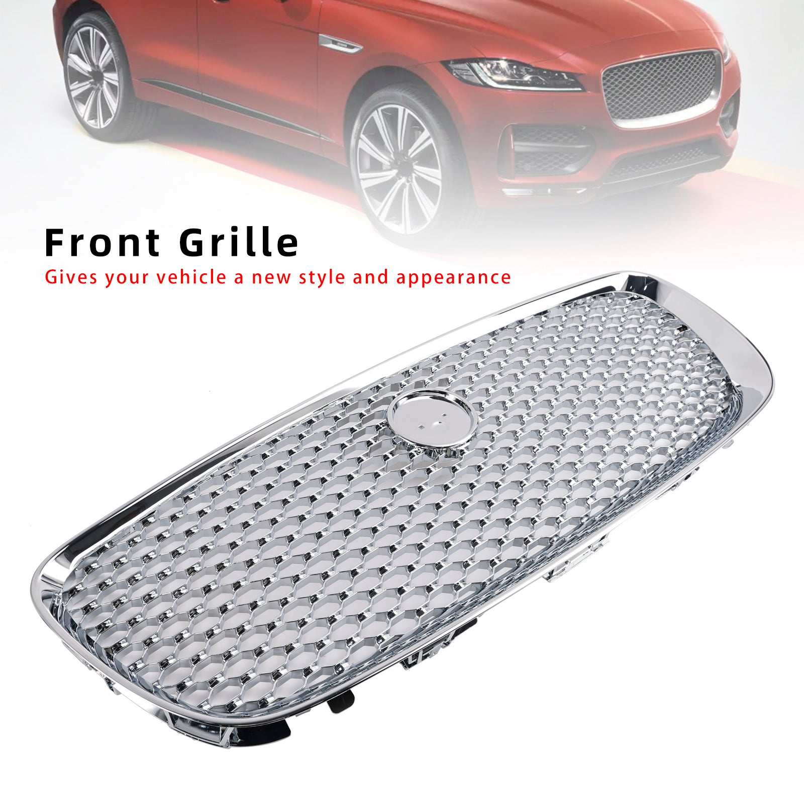 Chrome Front Bumper Grill Grille Fit JAGUAR F-PACE X761 2016-2020