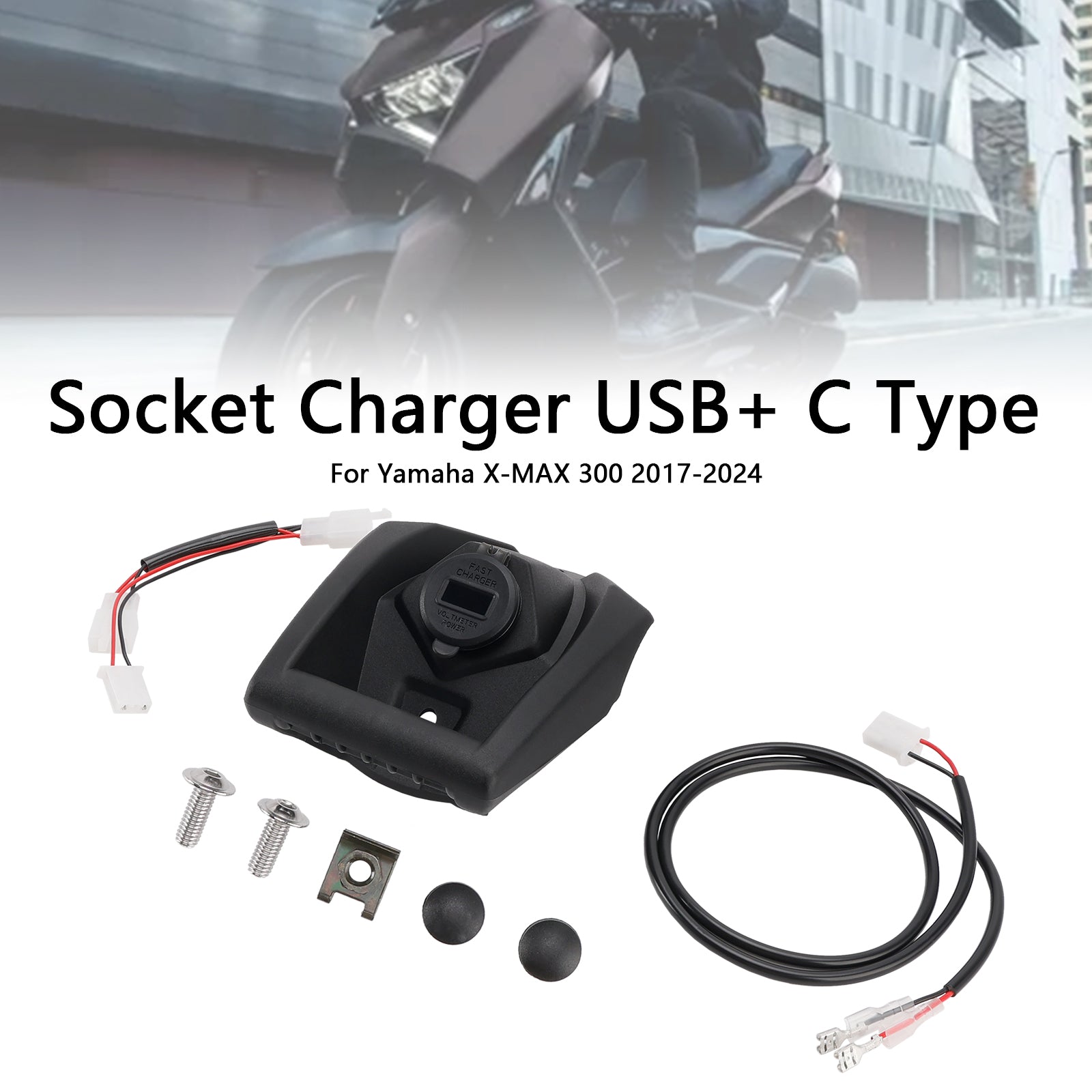 2017-2024 Yamaha X-MAX 300 12V Socket Charger USB+C Type Quick