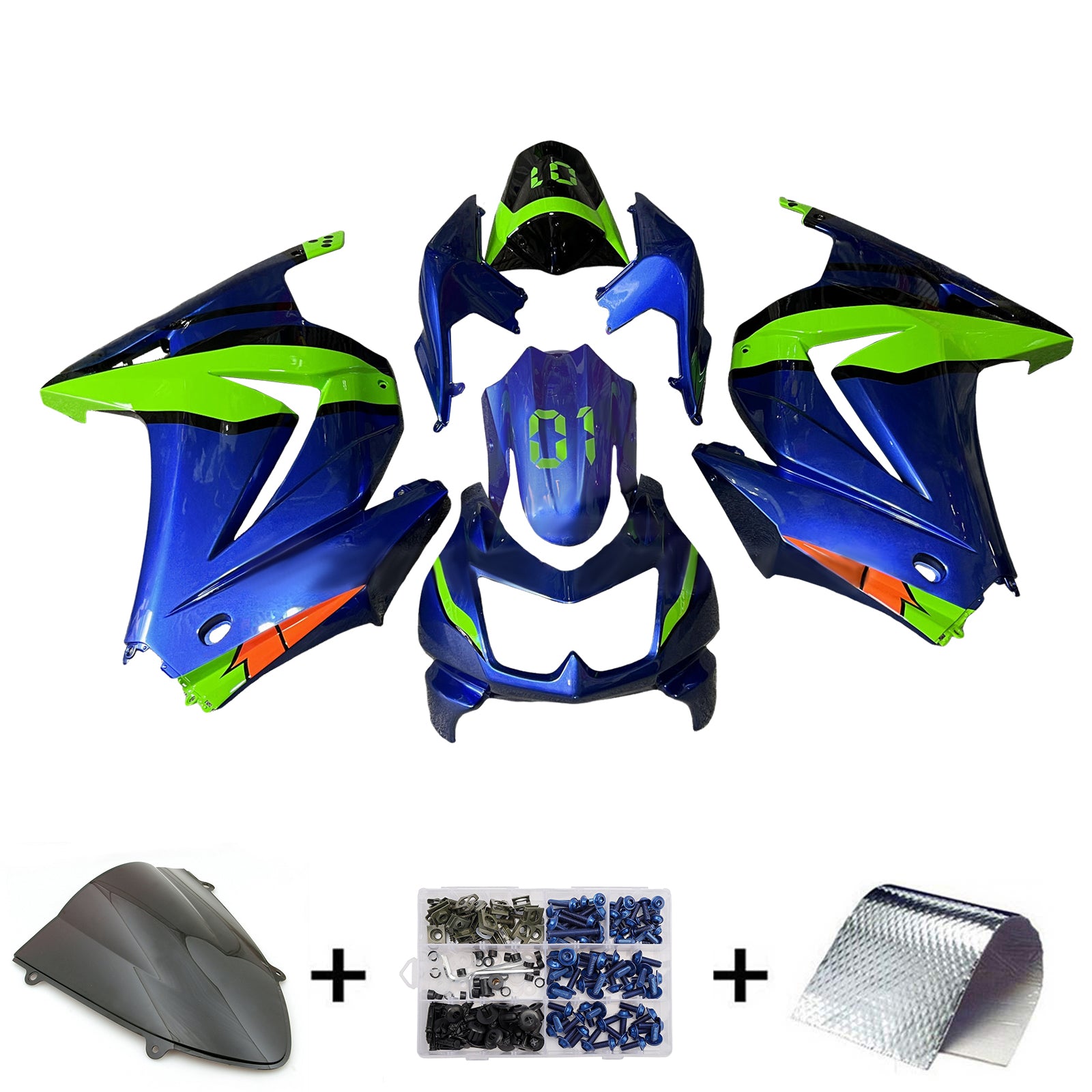 Injeksjon Fairing Kit Bodywork Plast Abs Fit for Kawasaki Ex250 Ninja250r 2008-2012