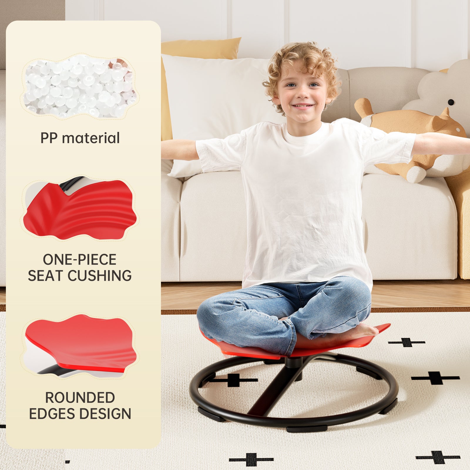 Sentar + spin 360 ° sensorial spinning assento giratório brinquedo infantil peixe balanço de cadeira de cadeira