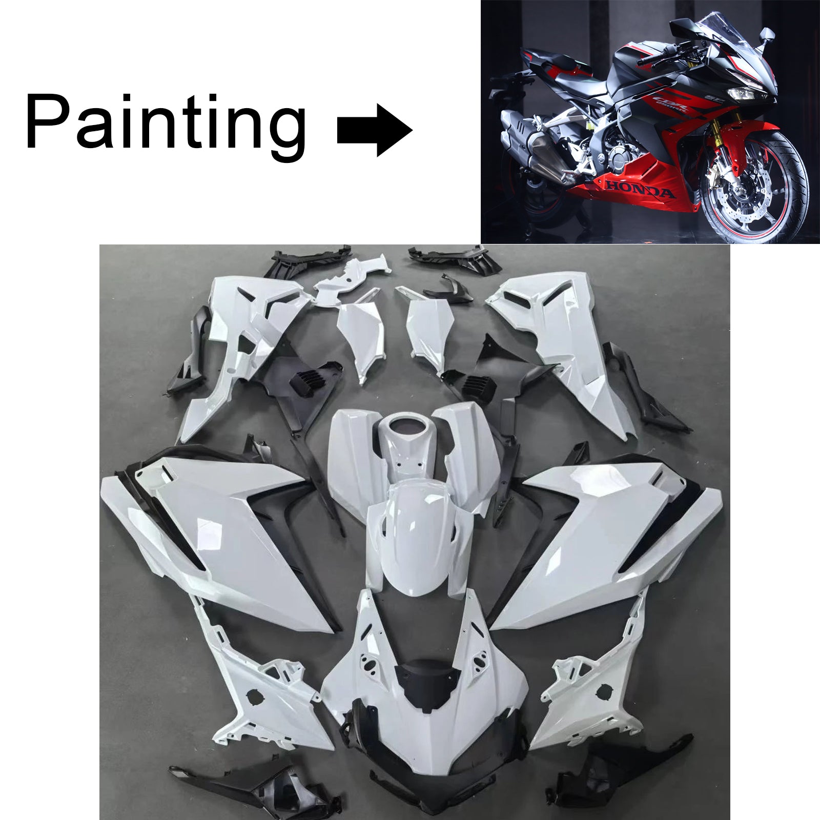 2023-2024 HONDA CBR250RR KIT DE FAFORMAÇÃO DE INJEÇÃO ABS PLÁSTICA DE PLÁSTICA