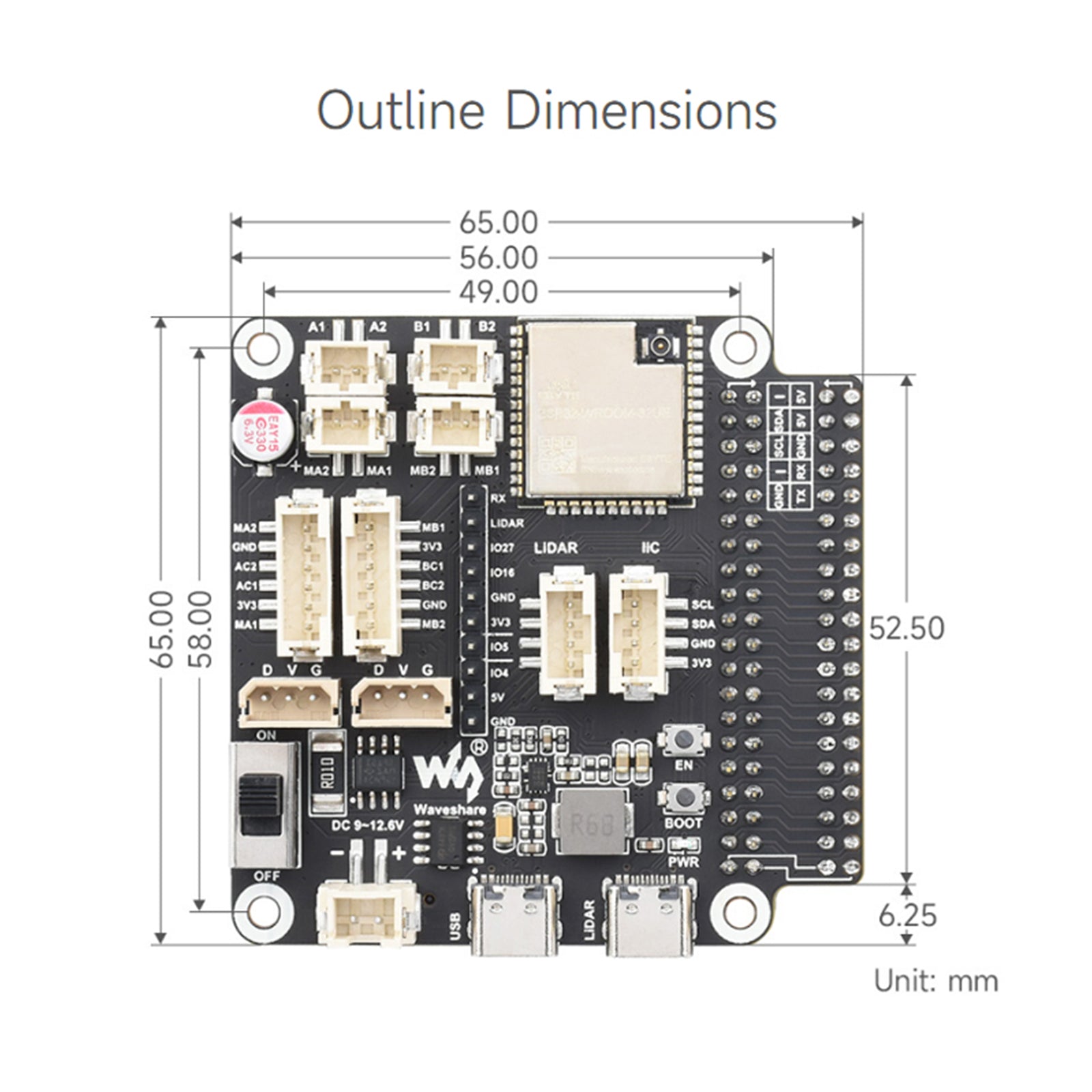 Robot Universal Driver Board ESP32-WROOM-32 MULTI-FUNKSJONSUTTYKNINGER
