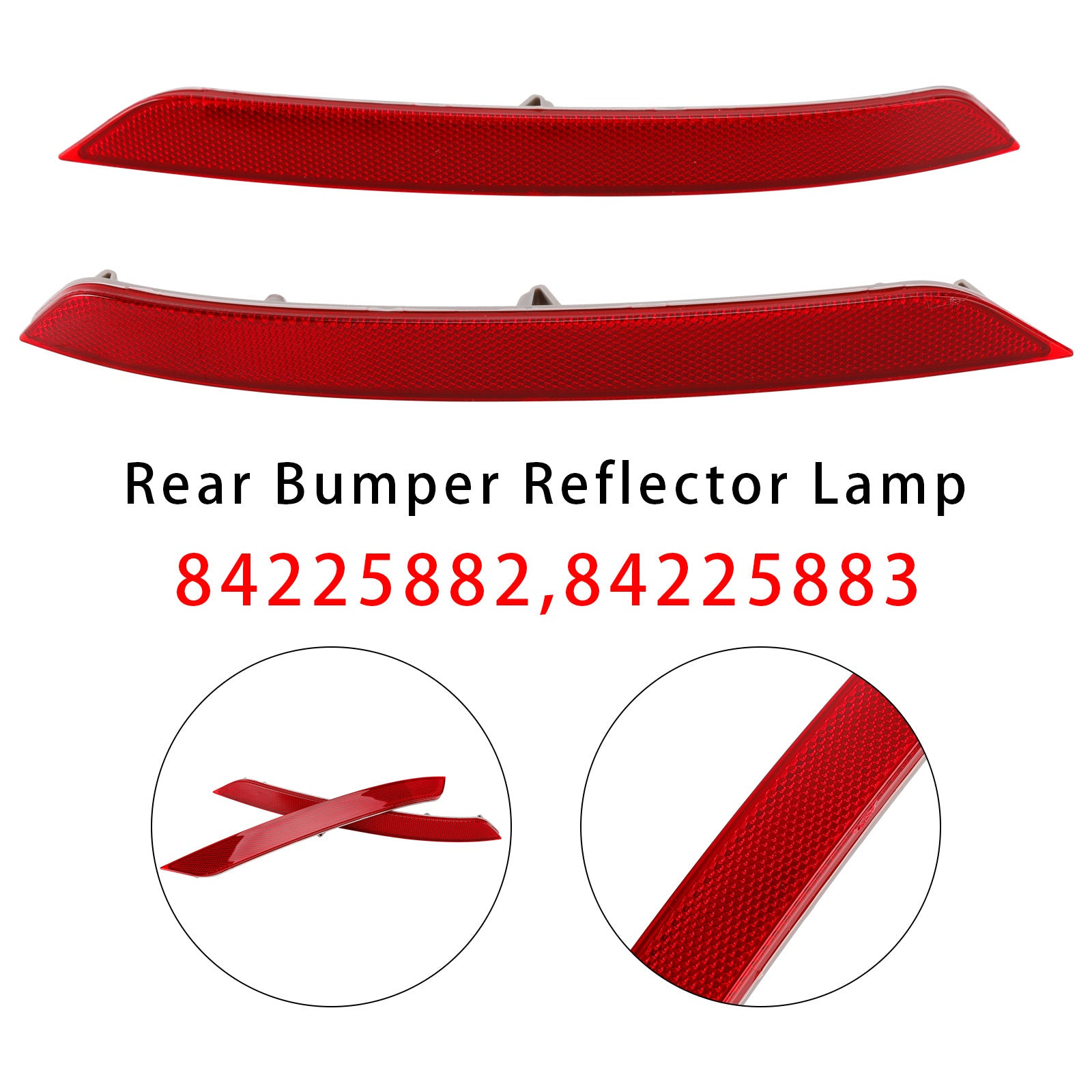 Red Rear Left+Right Bumper Reflector Lamp For GMC Terrain 2018-2024