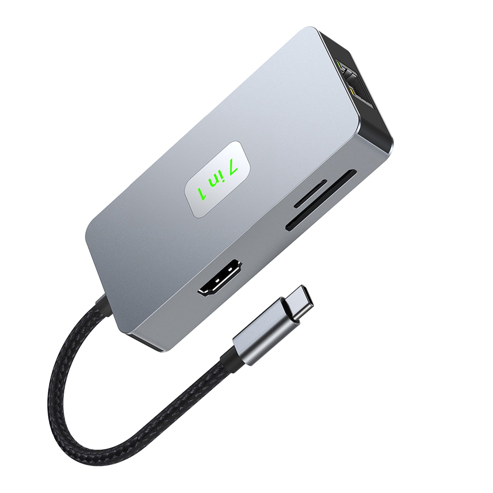 7 en 1 TYPE-CtoRJ45 2.5G 10G USB3.2 HDMI PD100W SD TF Interfaz Hub Adaptador Dock