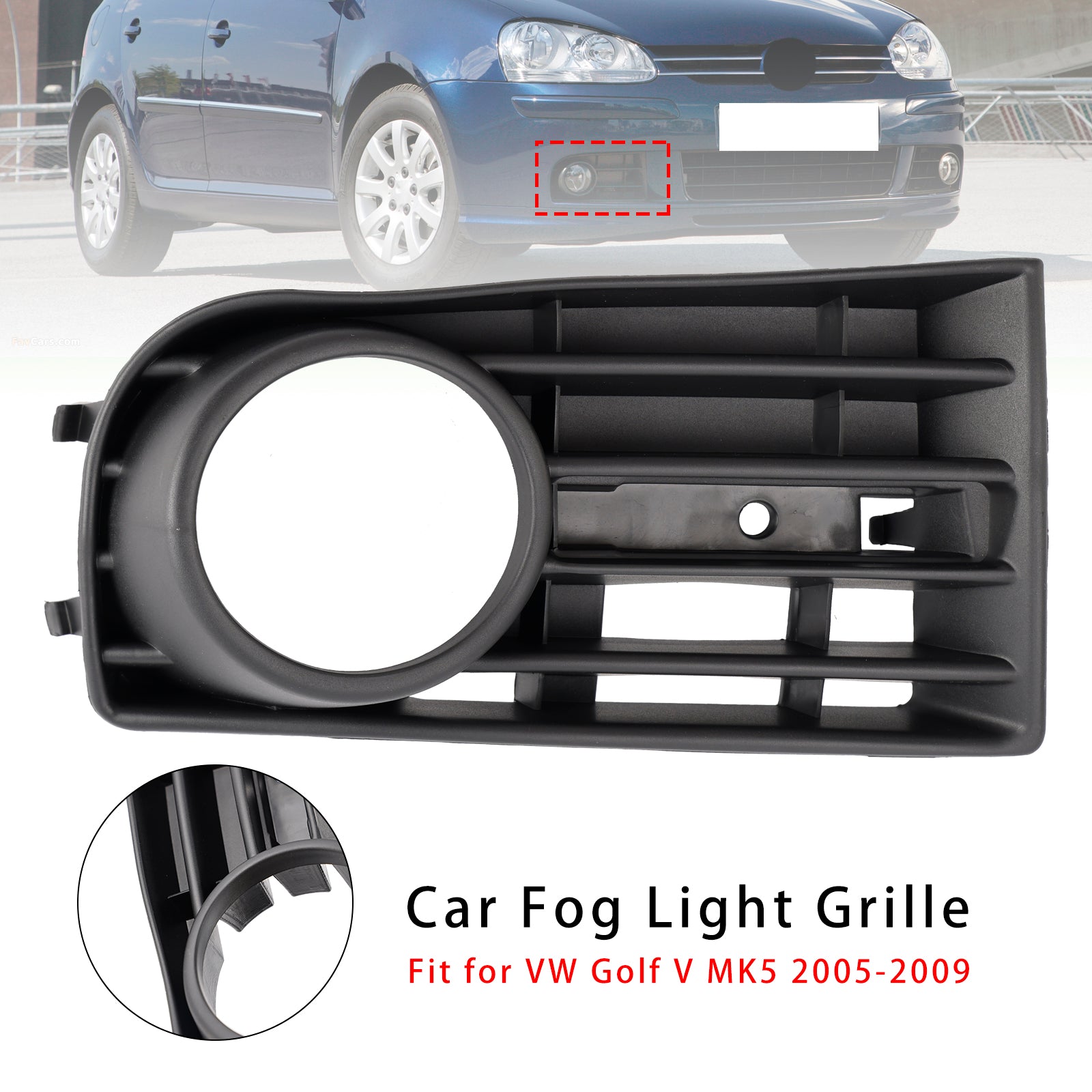 2005-2009 VW Golf V MK5 Front Right Side Bumper Grille tåkelys Grill 1K0853666B