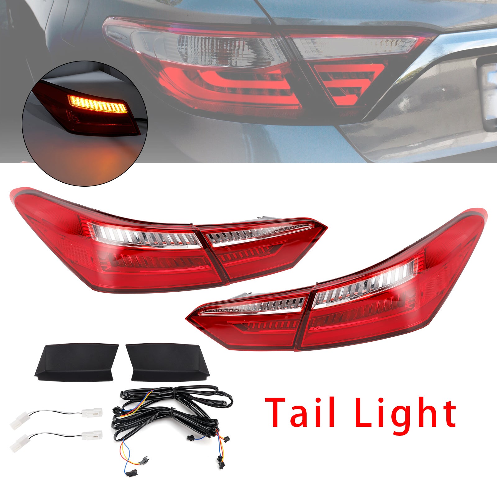 2016-2021 For Toyota Camry Sedan 4DR Left+ Right Red Rear LED Brake Tail Lights