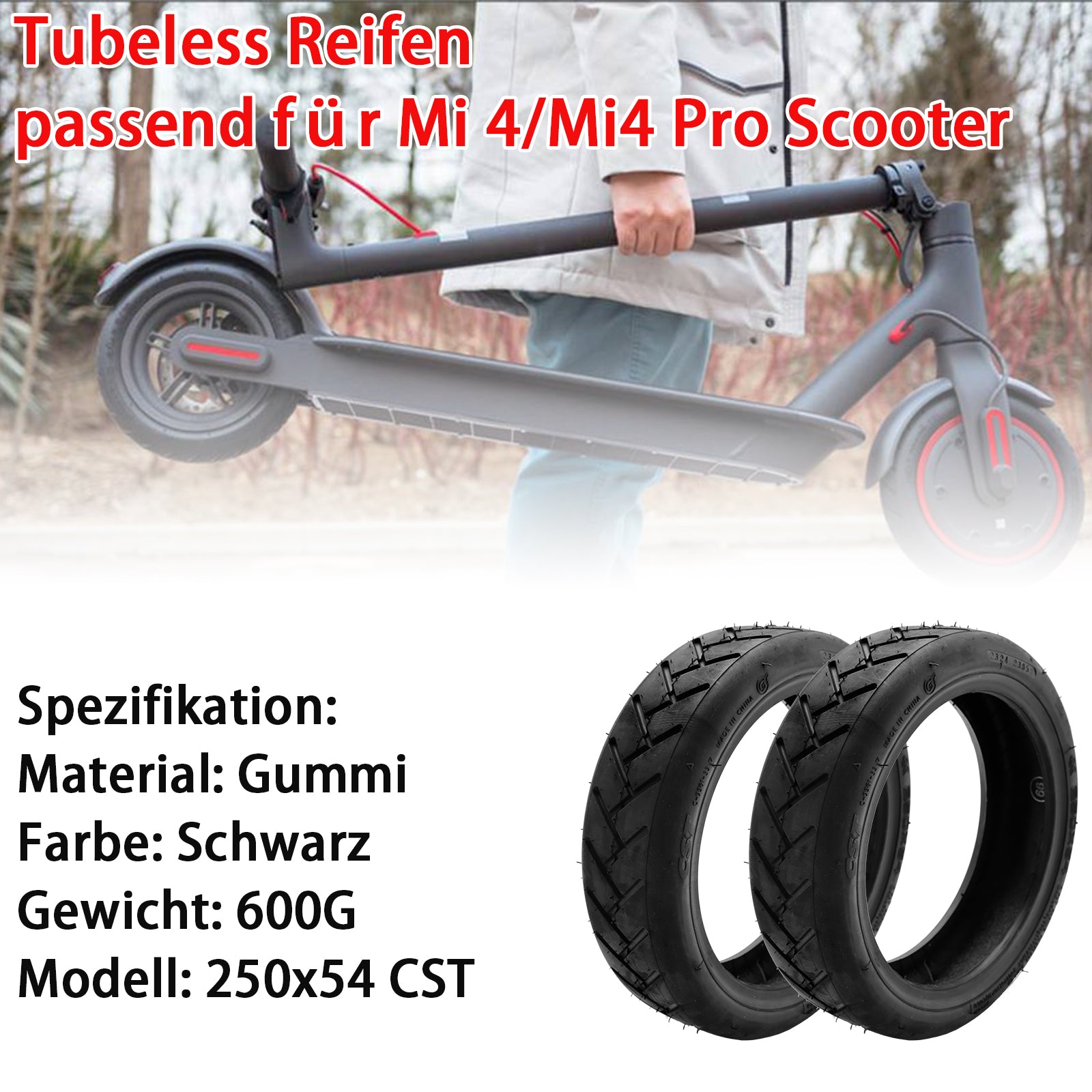 250x54 CST Elektrické skútre pneumatiky bezdušové zhustené pneumatiky pre Xiaomi 4/Mi4 Pro2