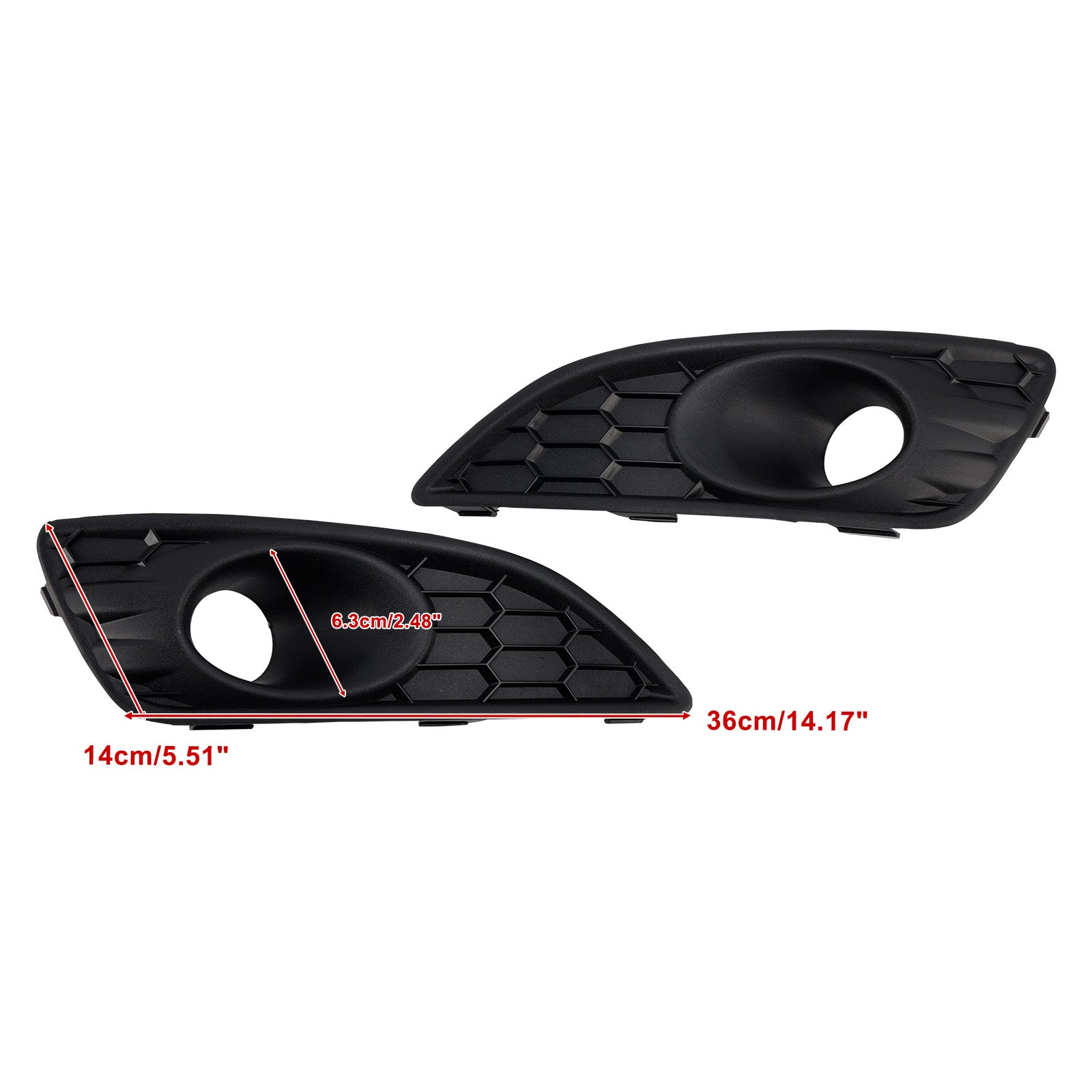 2013-2017 Ford Fiesta 2PCS Matte Black Front Fog Light Lamp Cover Grille