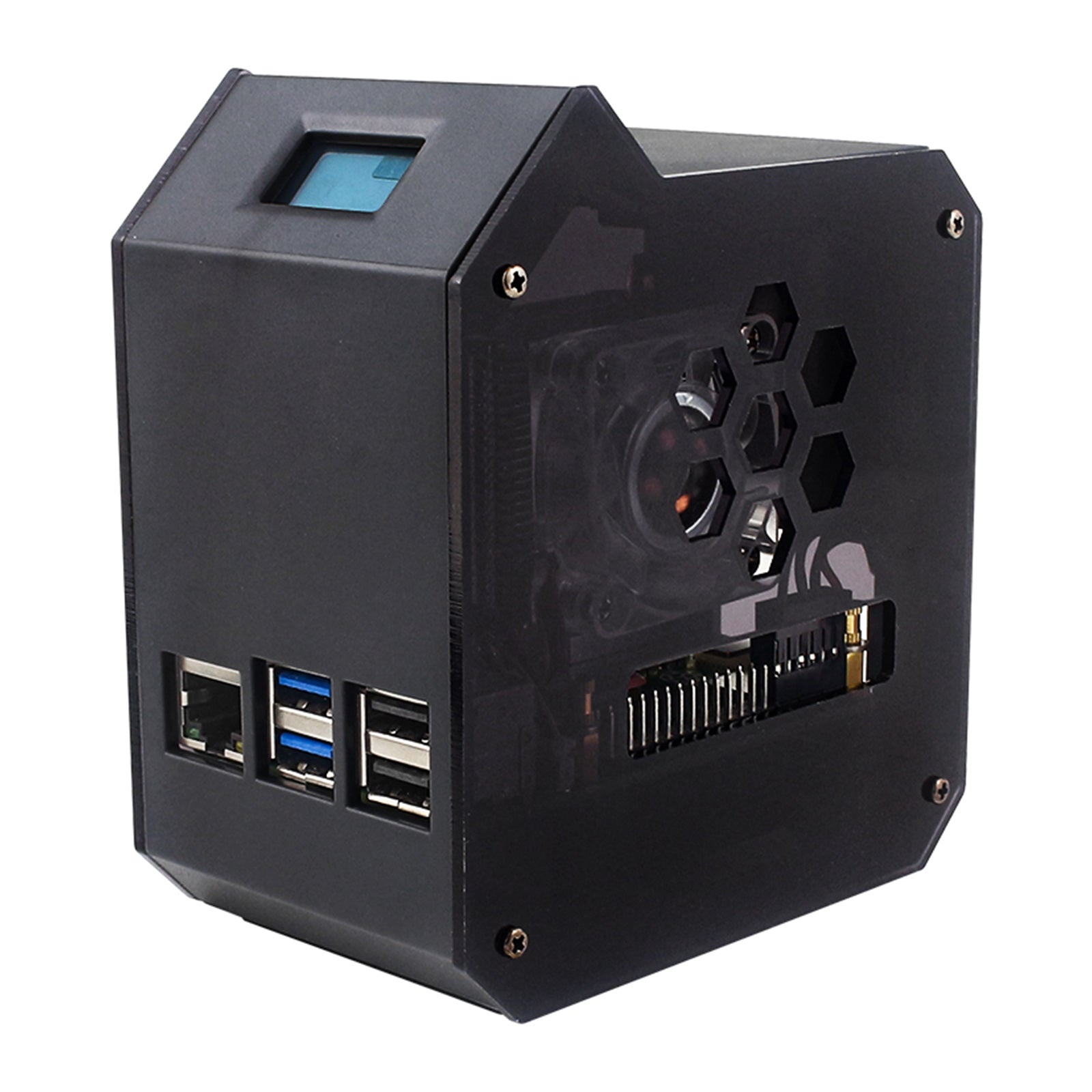 Raspberry Pi 5 Vertikal Tower Fan Set med 0,96 tum OLED SCREEN RADIATOR SCAL