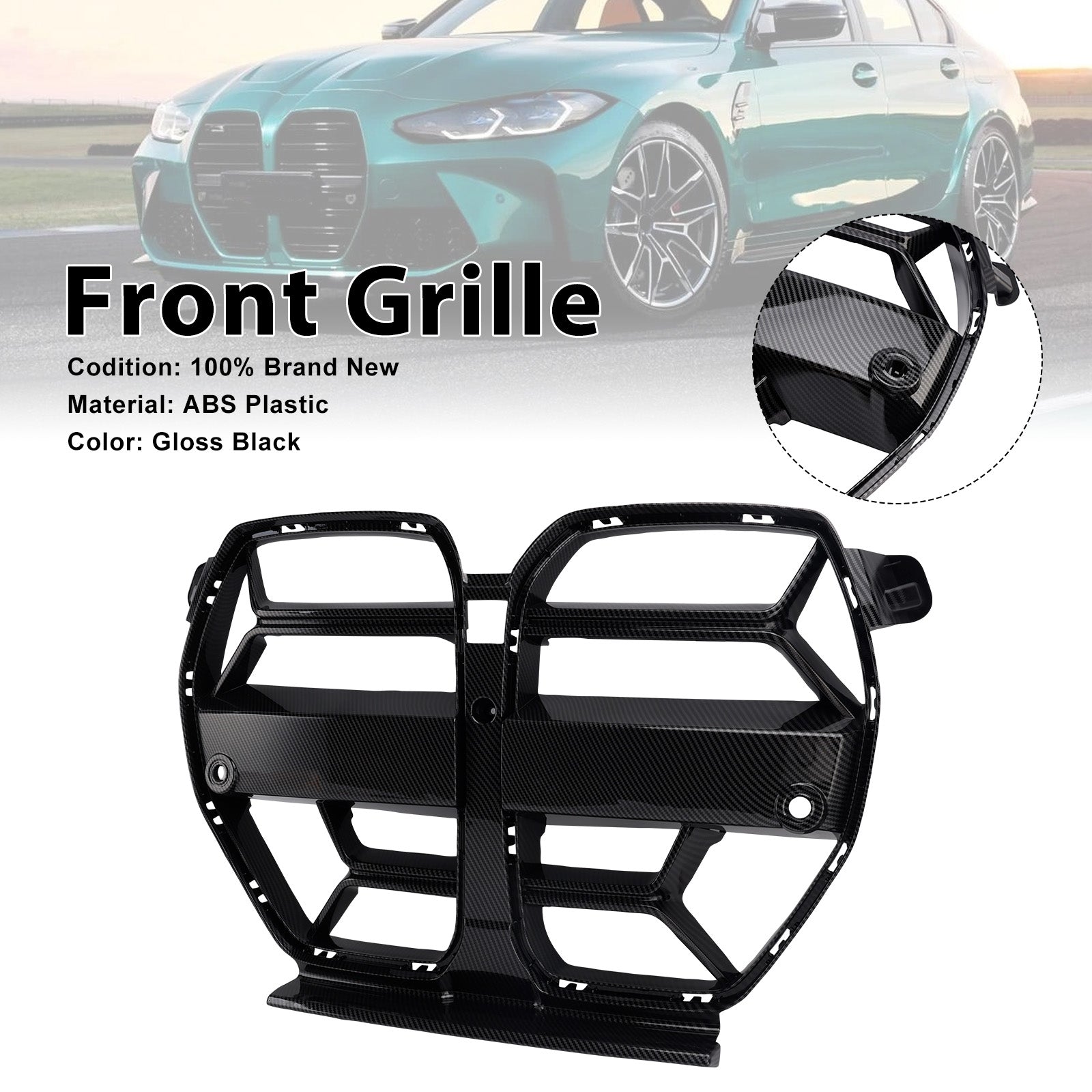 Grille de pare-chocs avant de Style CSL pour BMW M3 G80 M4 G82 2021 – 2026, noir brillant