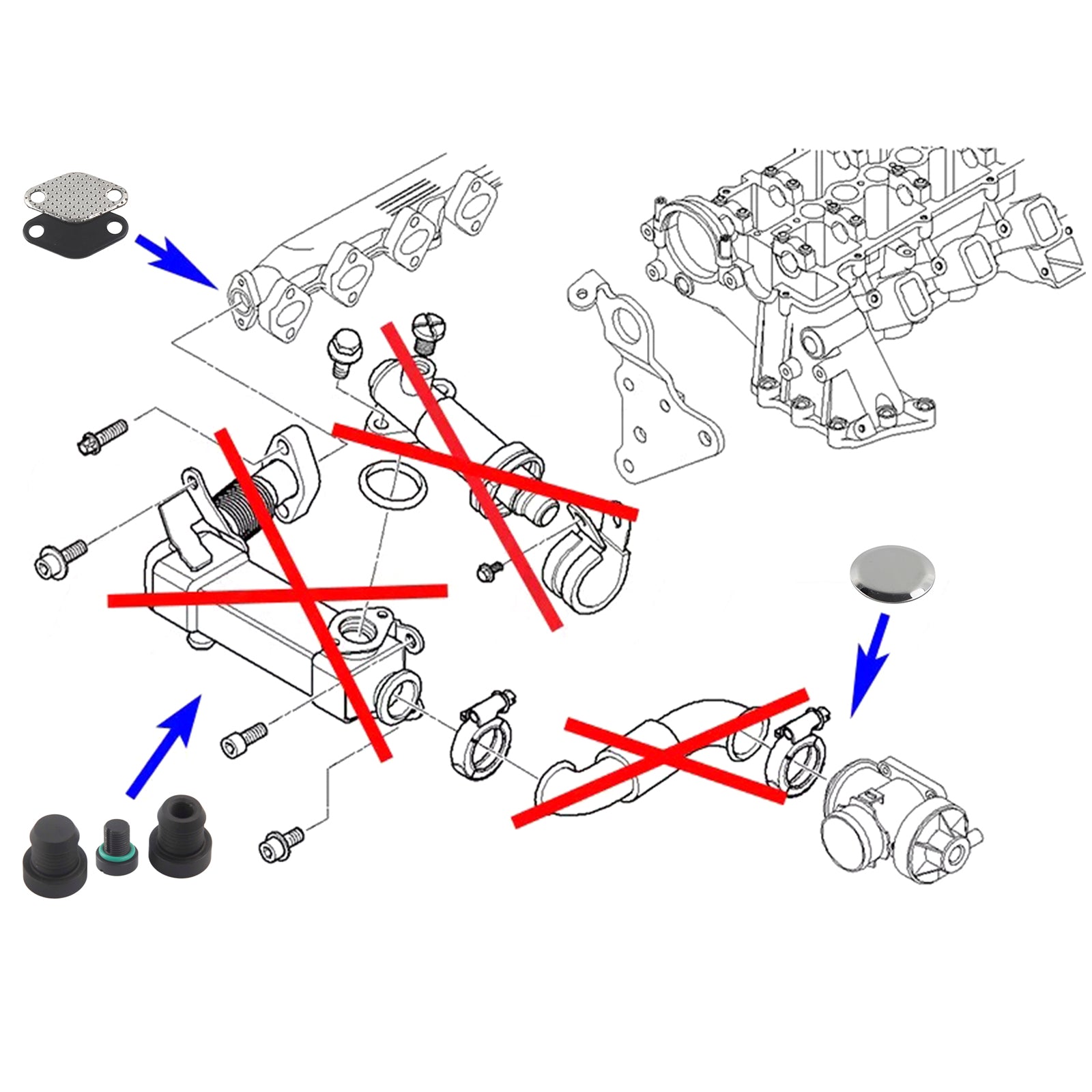 EGR VALVE COOLER REPARATION Ersätt kit för BMW M47N2 M57N2 E46 E90 E60 E61 E83