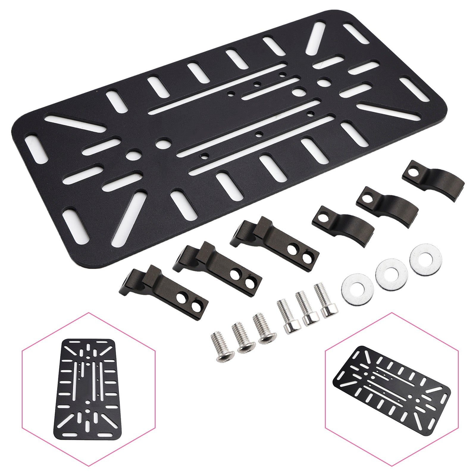 Universell symmetrisk side sadelpose monteringsbrakett kit svart for motorsykkel