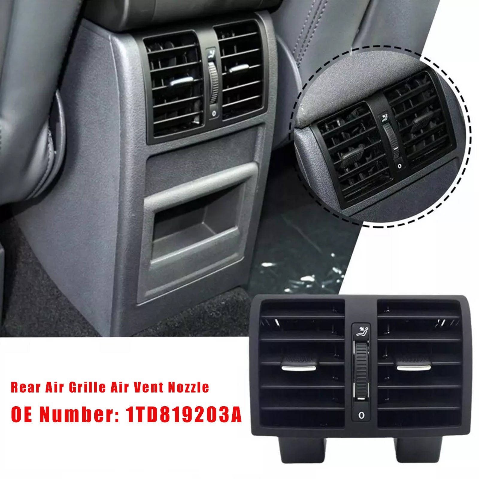 Zadná vzduchová mriežka vzduchovej vetvy 1TD819203A pre VW Touran Caddy 2004-2015